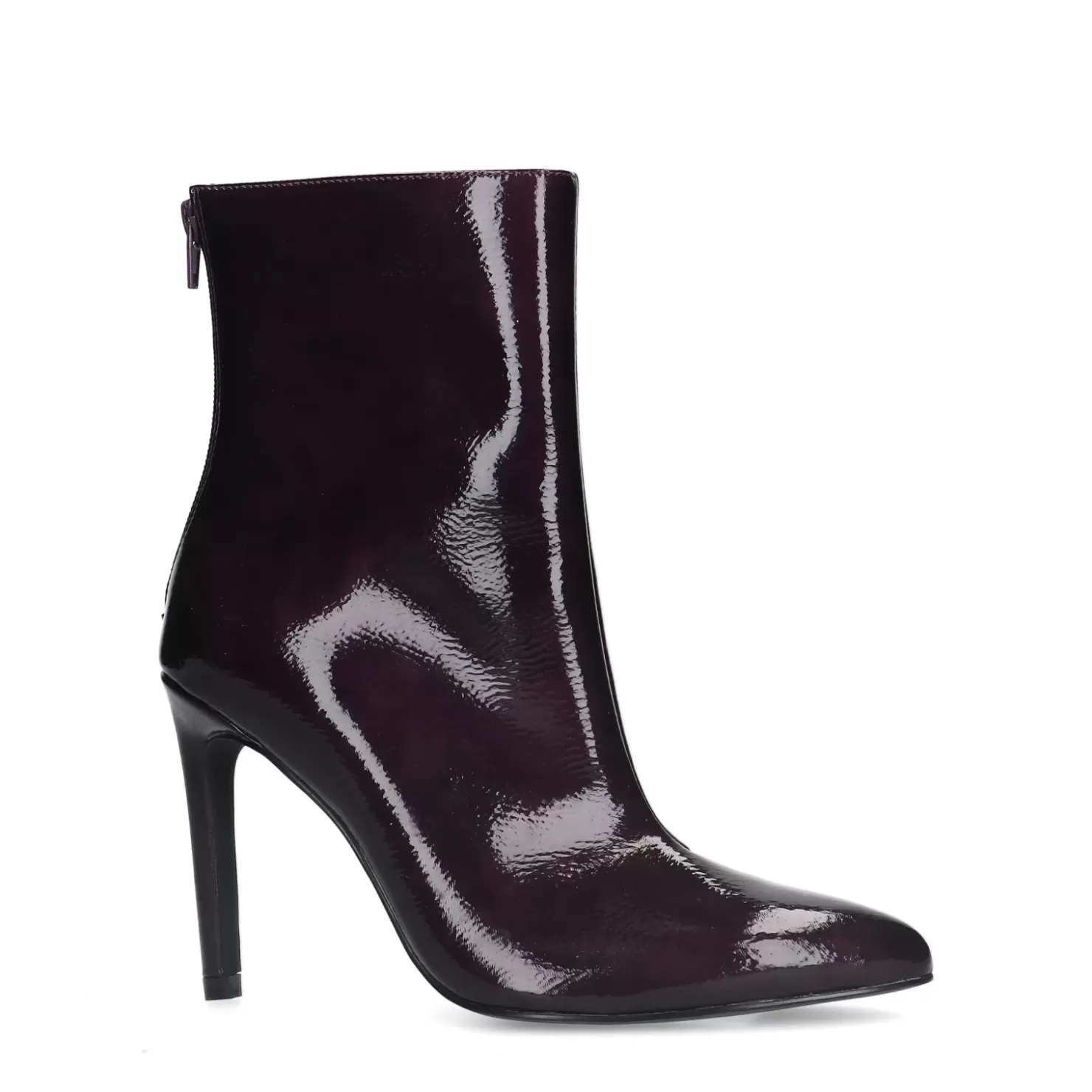 Cheap Patent Look Ankle Boots With Stiletto Heel - Dark Purple Women Ankle Boots