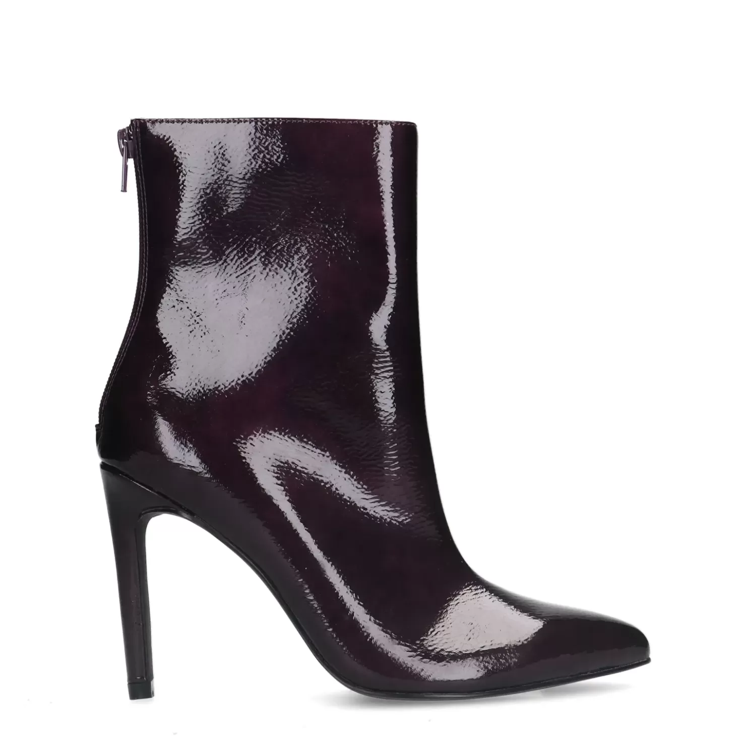 Cheap Patent Look Ankle Boots With Stiletto Heel - Dark Purple Women Ankle Boots