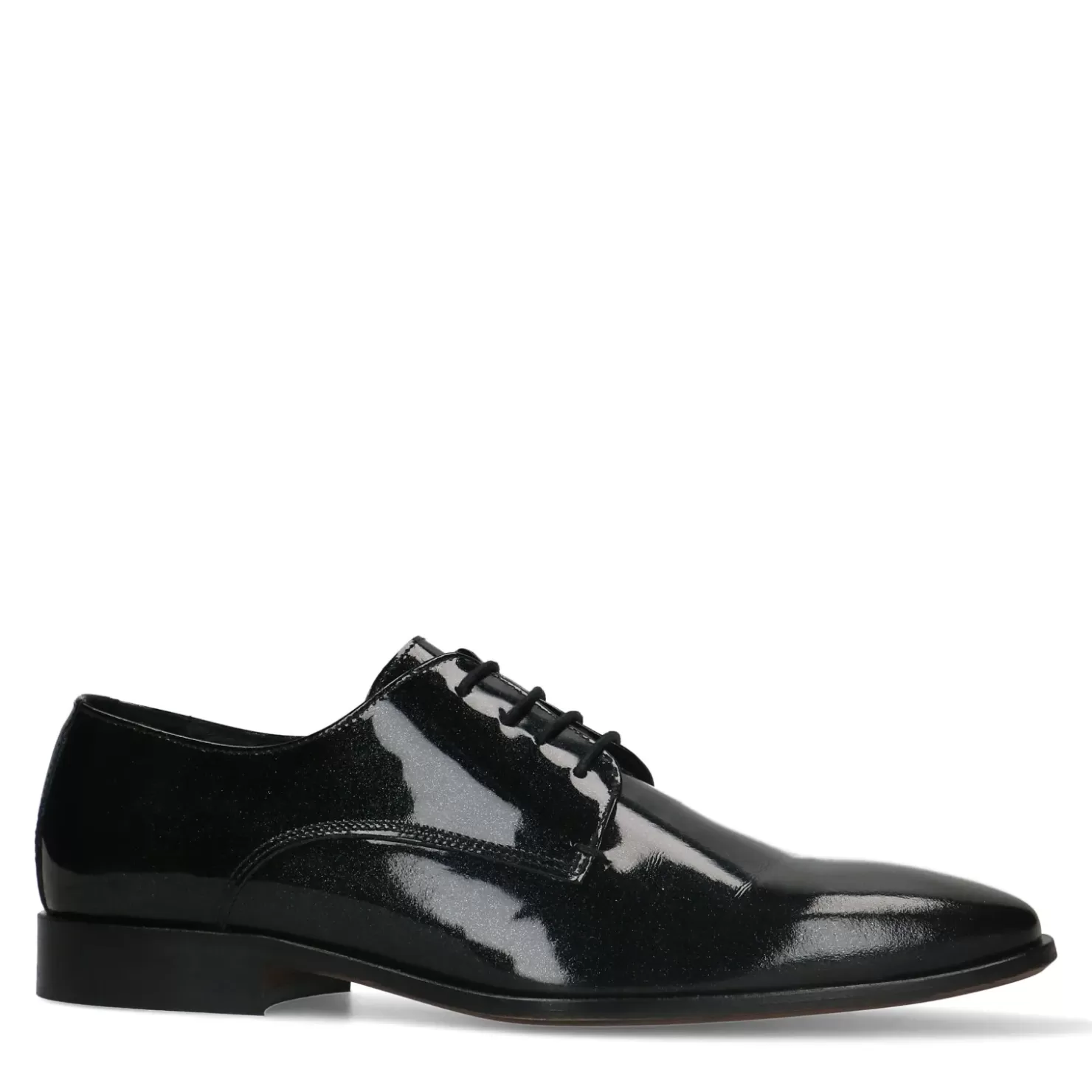 Clearance Patent Metallic Lace-Up Shoes - Black Men Lace-Up Shoes