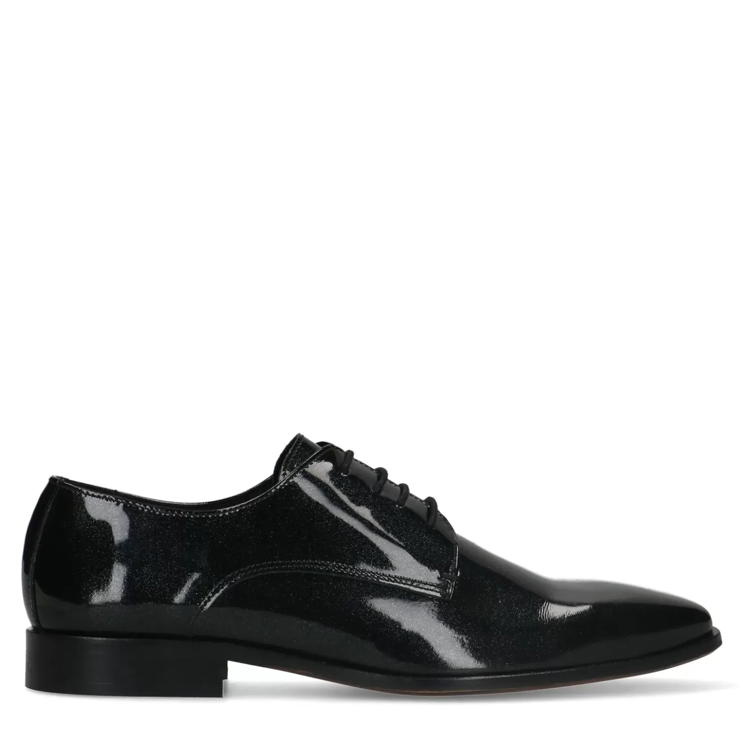 Clearance Patent Metallic Lace-Up Shoes - Black Men Lace-Up Shoes