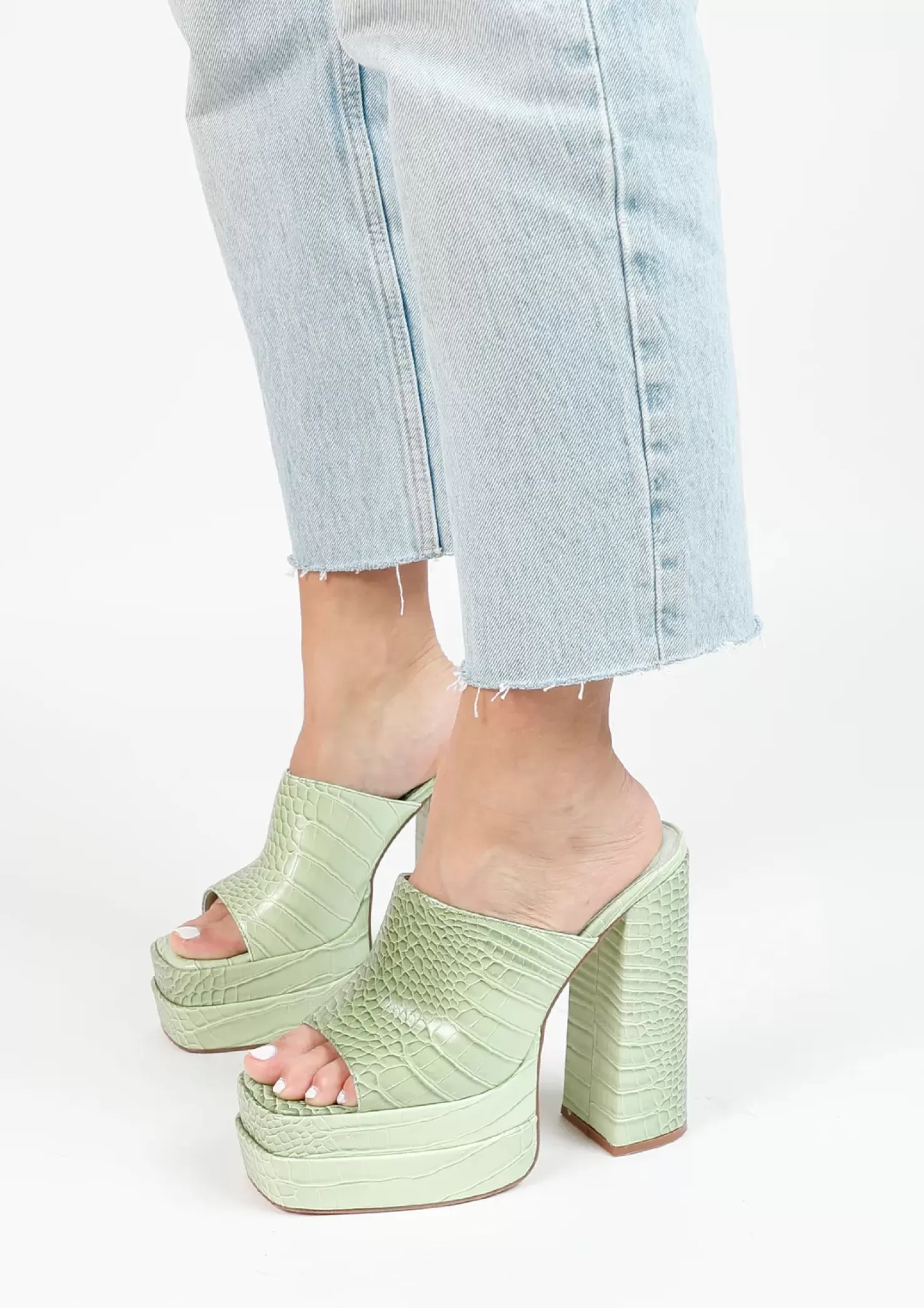 Shop Plateau Mules - Green Women Sandals