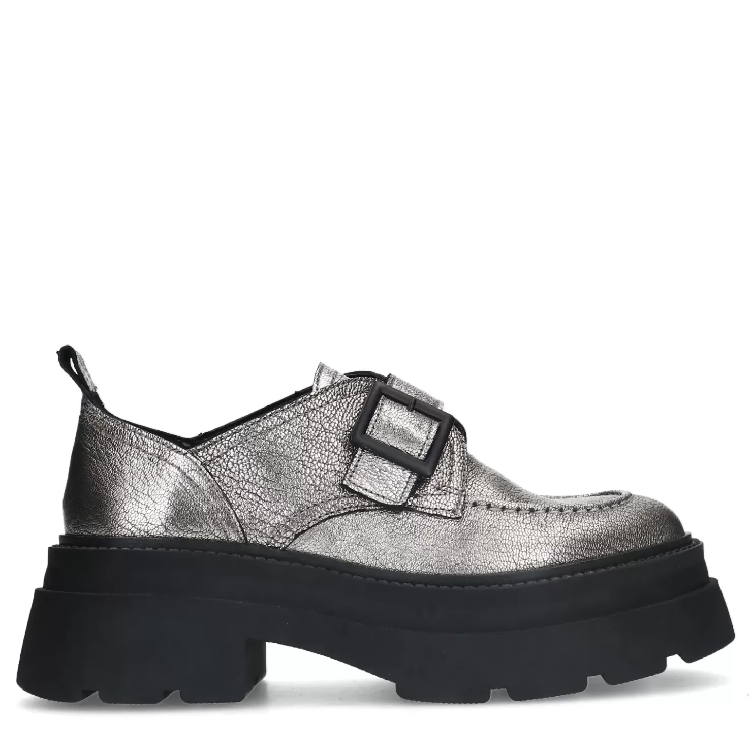 Sale Platform Loafers With Buckle - Silver Women Moccasins