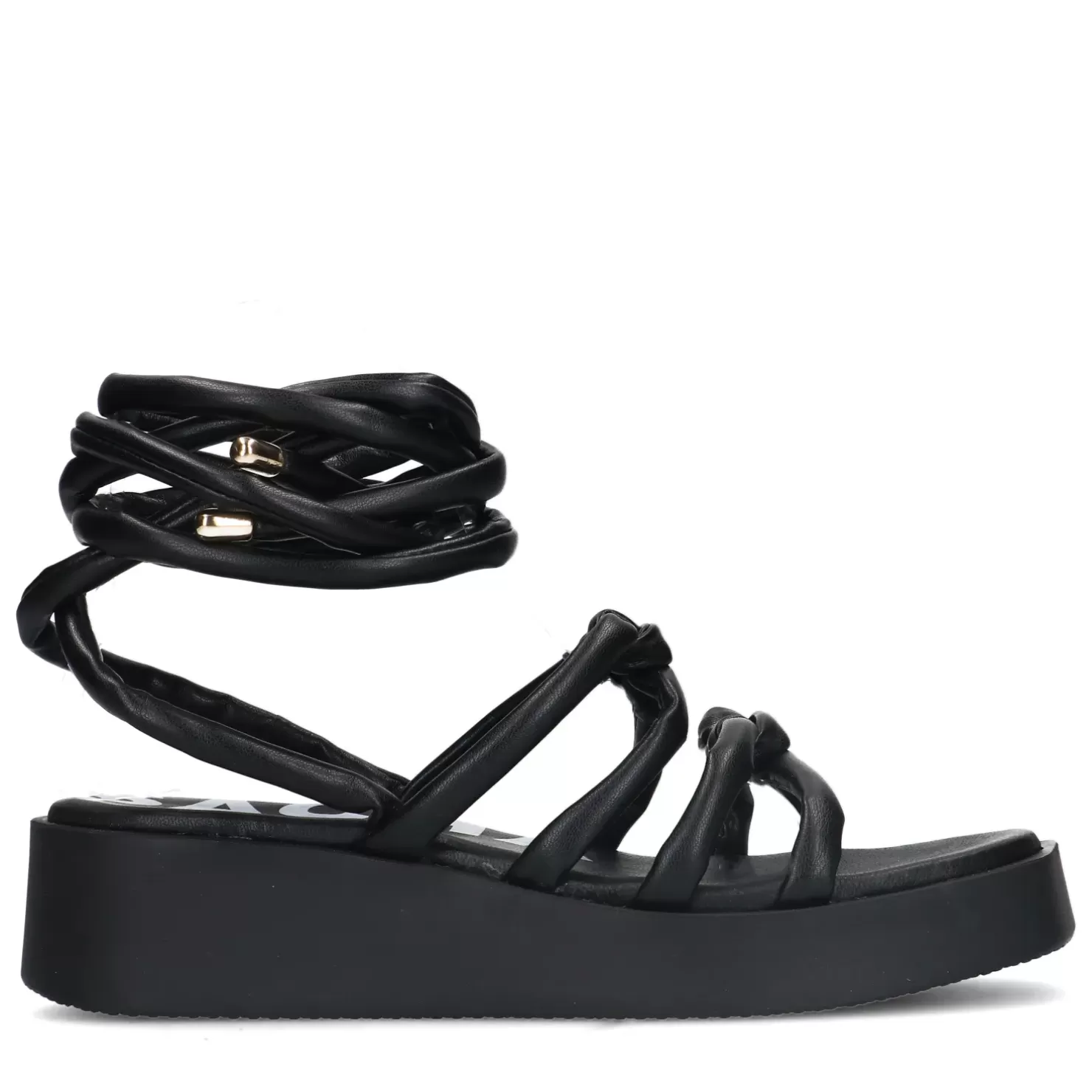 Cheap Platform Sandals With Tie Laces - Black Women Sandals