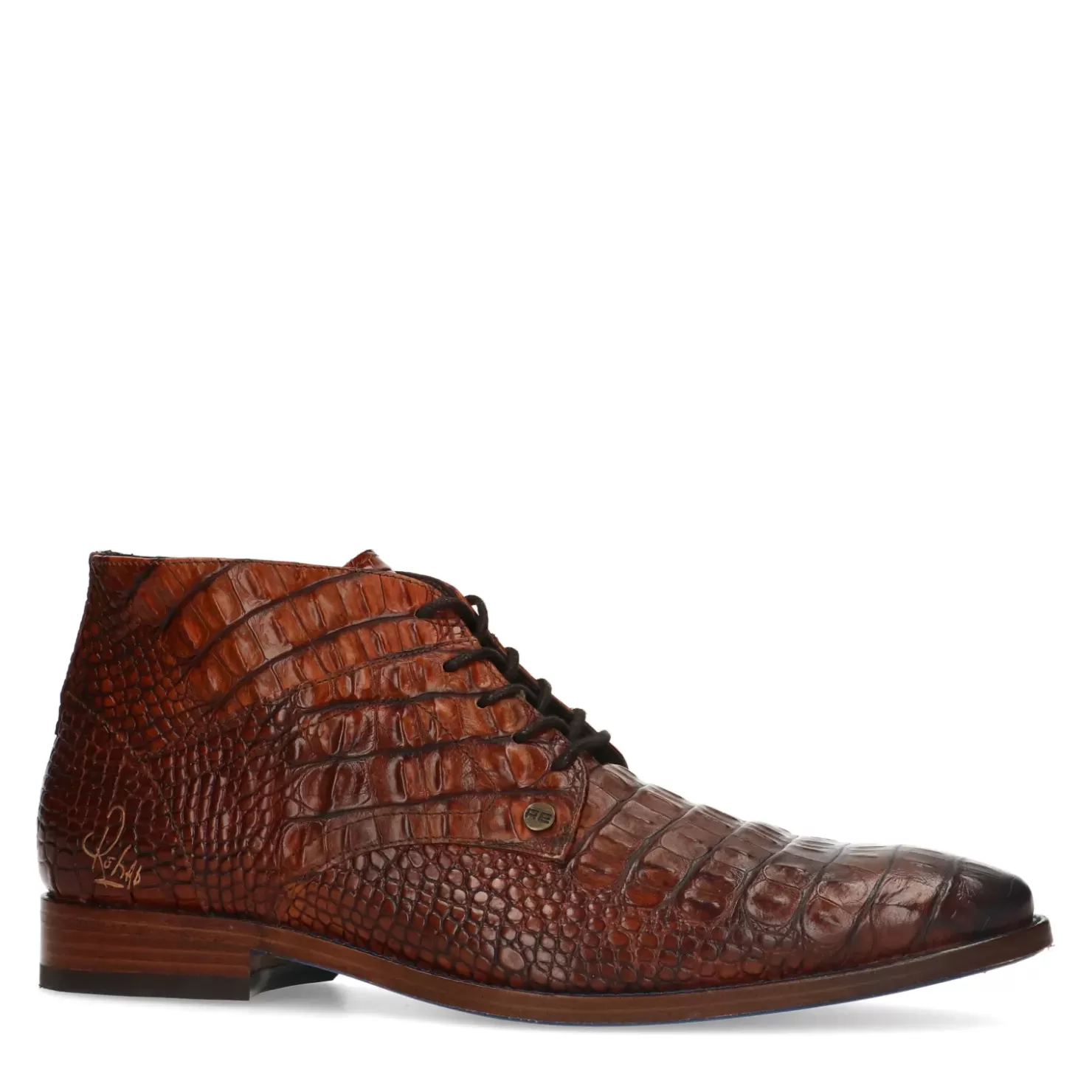 Online Rehab Barry Croco Lace-Up Shoes - Brown Men Lace-Up Shoes