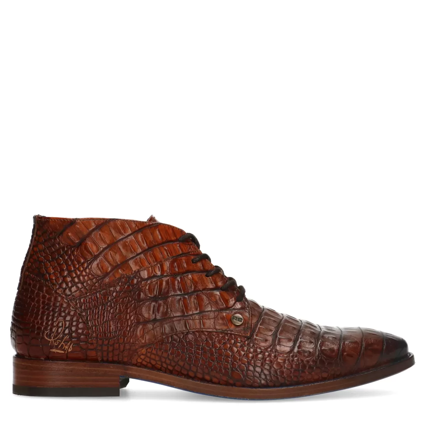 Online Rehab Barry Croco Lace-Up Shoes - Brown Men Lace-Up Shoes