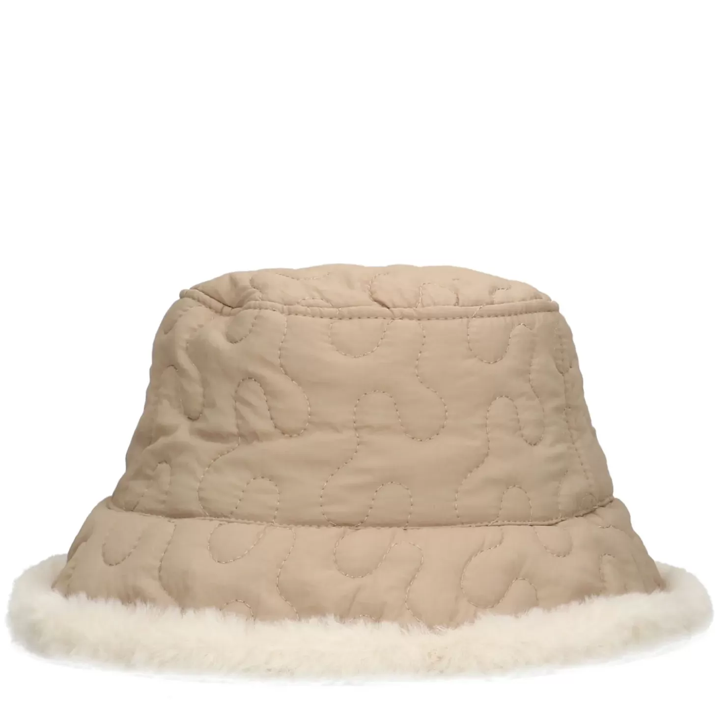 Store Reversible Faux Fur Bucket Hat - Beige Women Hats & Beanies