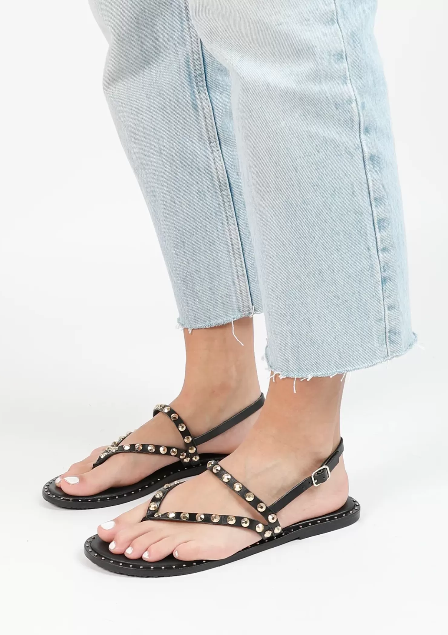 Cheap Sandals With Studs - Black Women Sandals