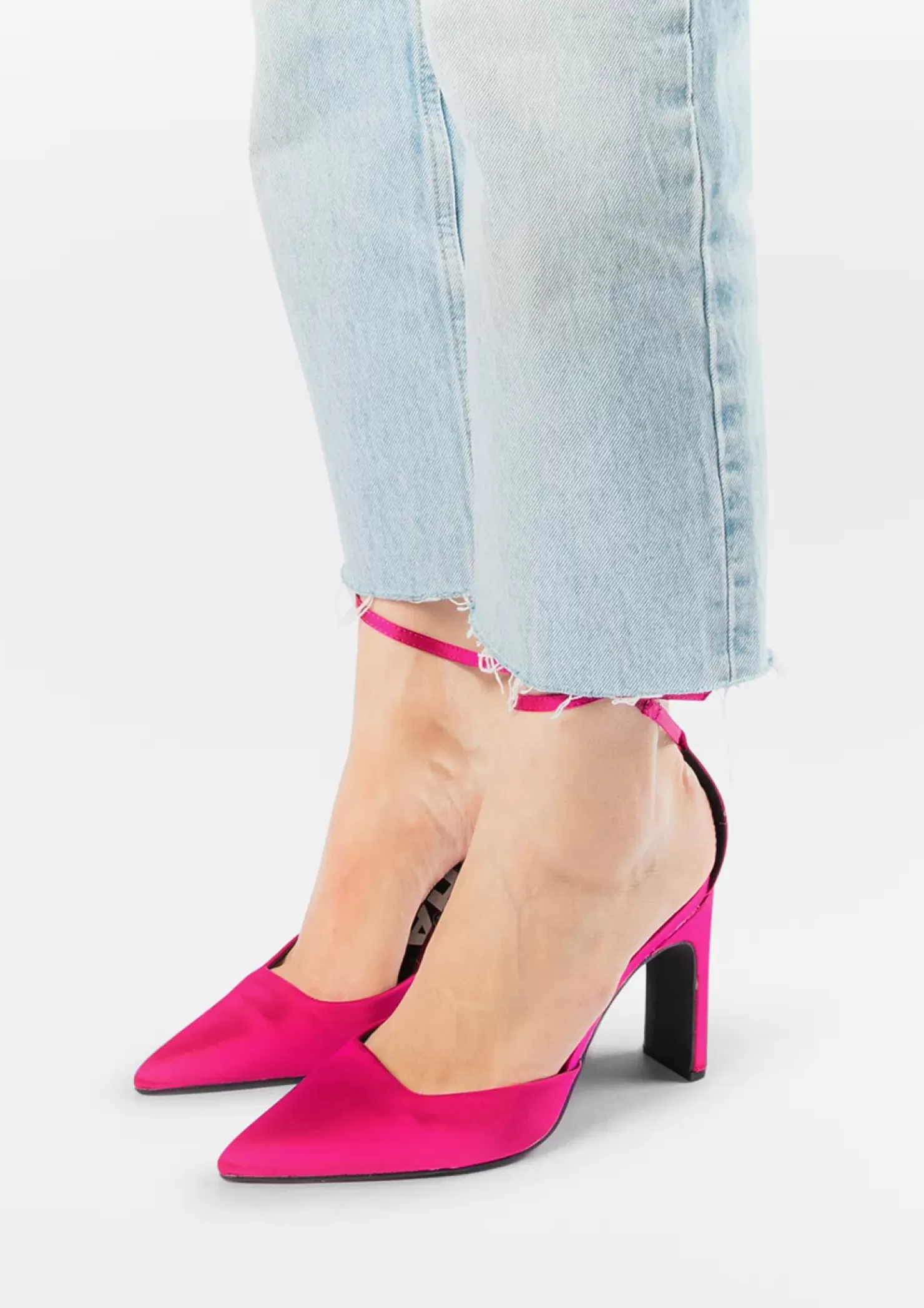 Sale Satin Pumps With Ankle Strap - Pink Women Pumps