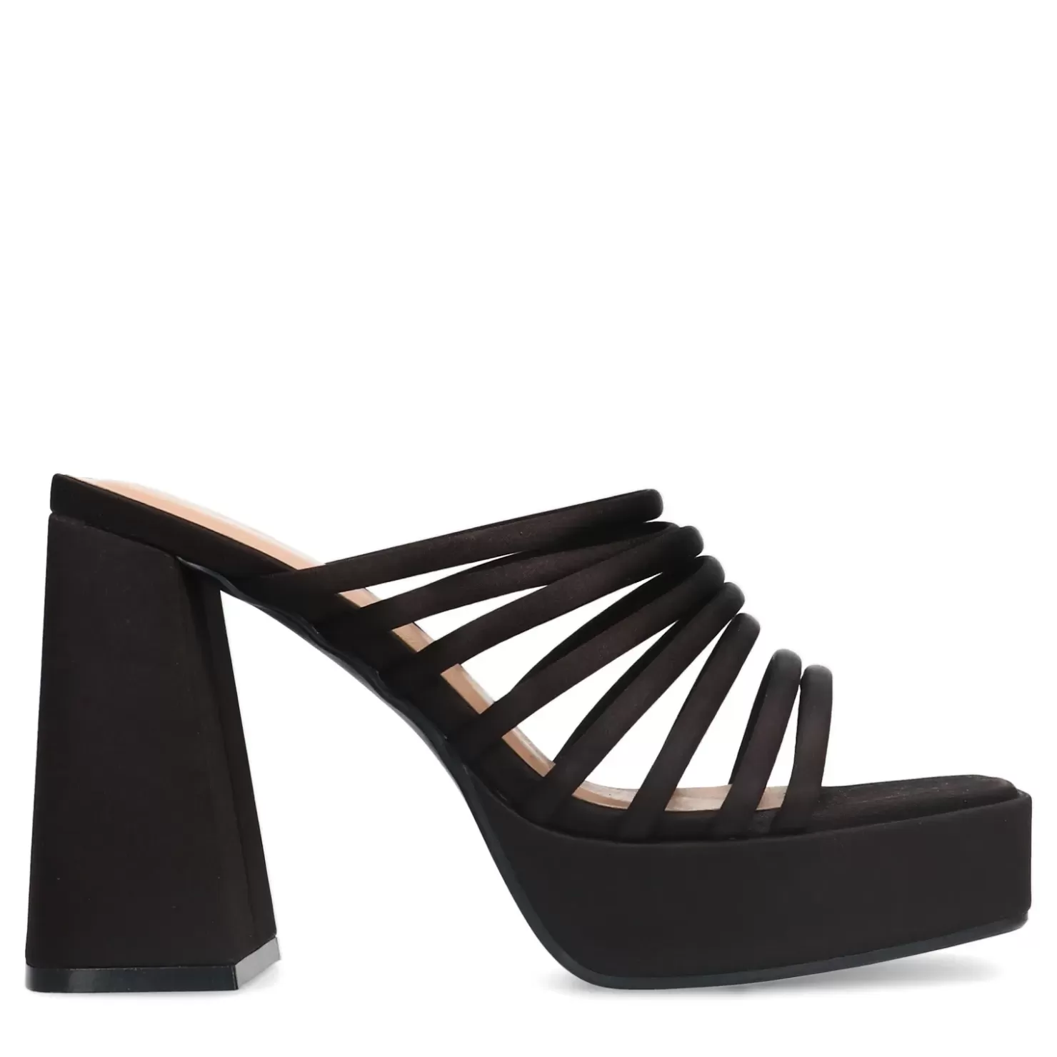 Clearance Satin Sandals With Platform - Black Women Sandals