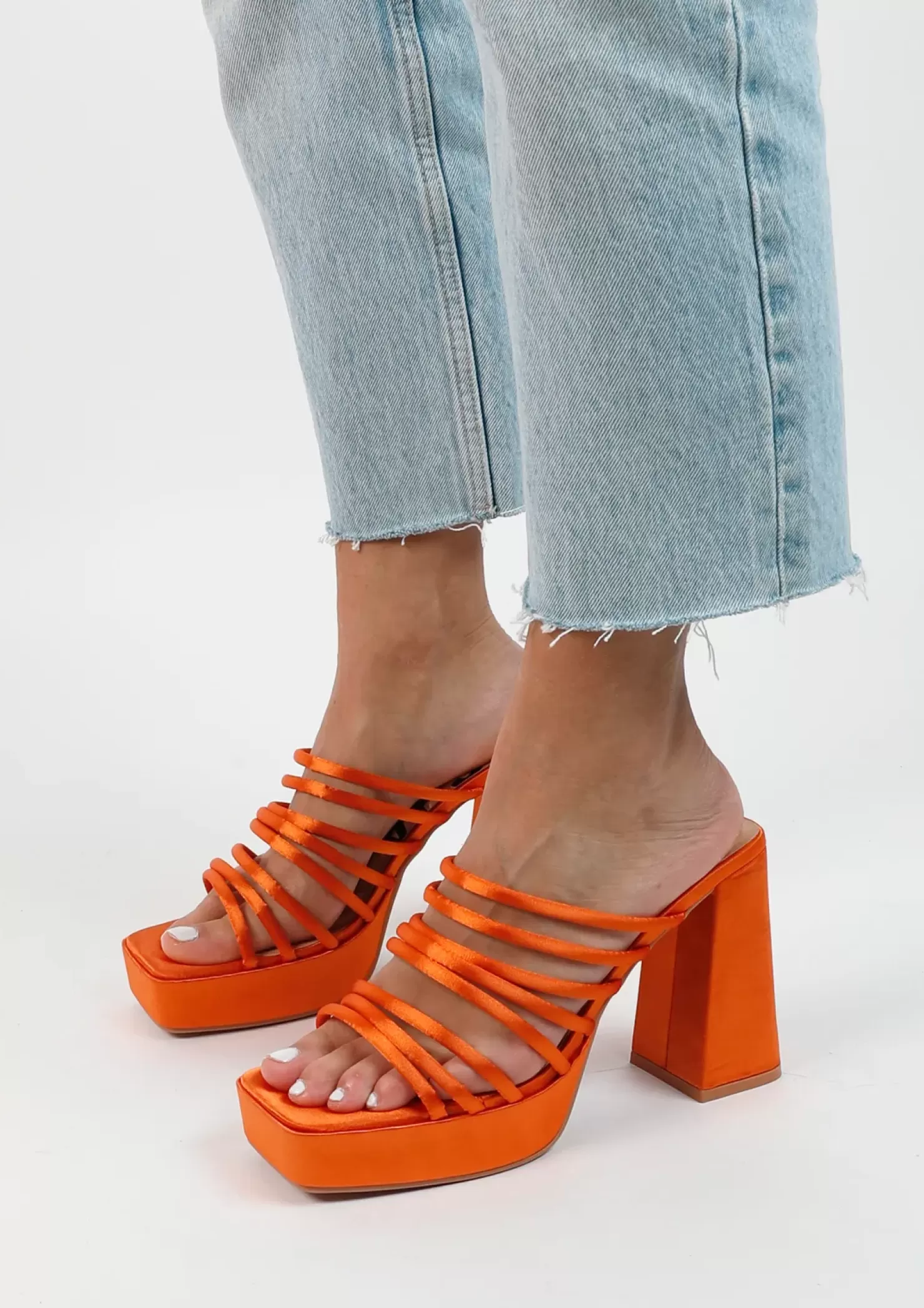 Flash Sale Satin Sandals With Platform - Orange Women Sandals