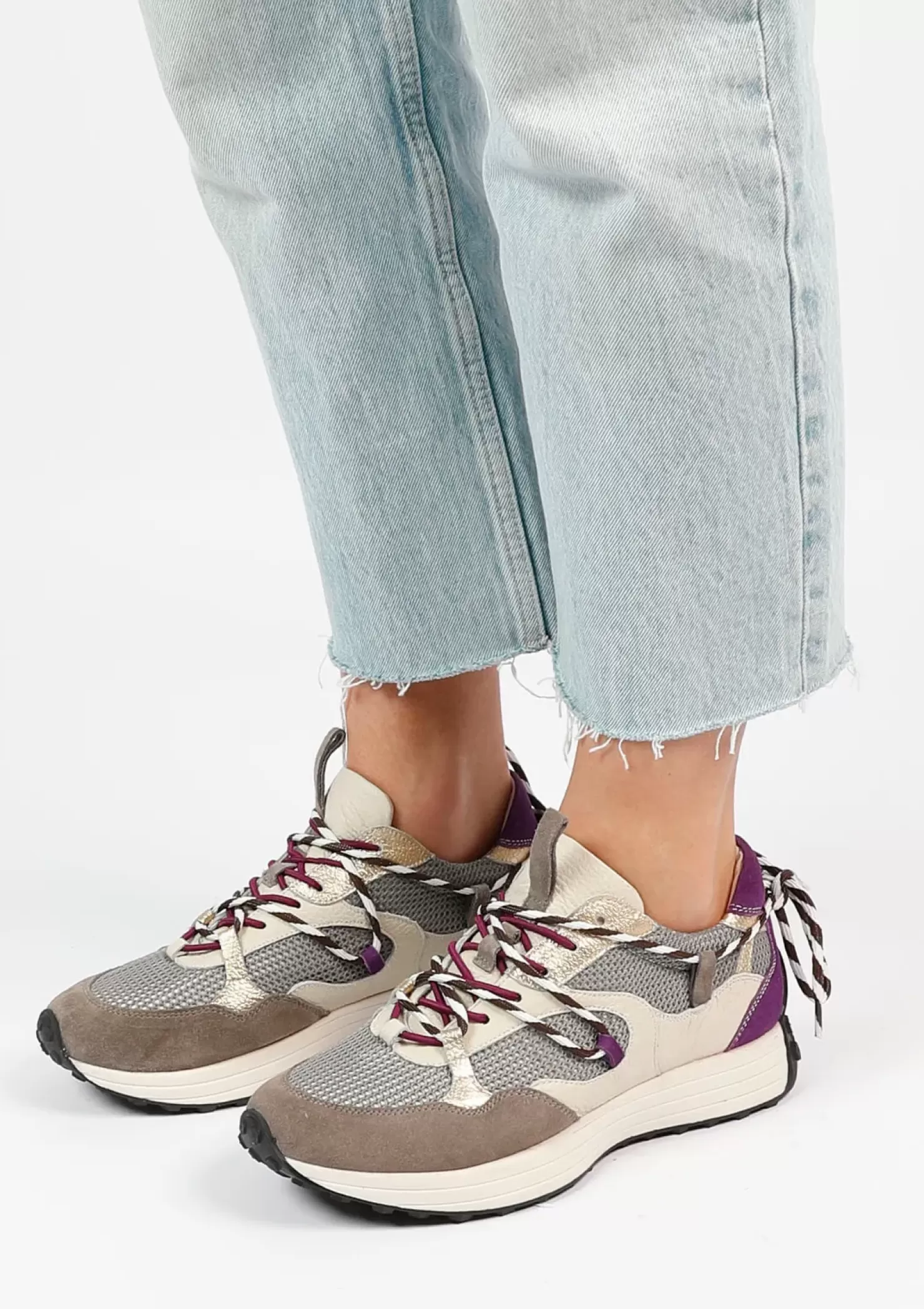 Sale Sneakers With Details - Taupe Women Sneakers