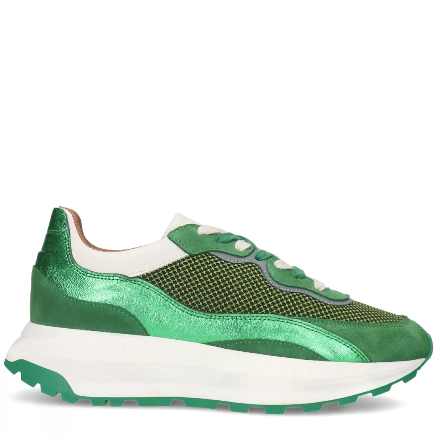 Shop Sneakers With Metallic Details - Green Women Sneakers