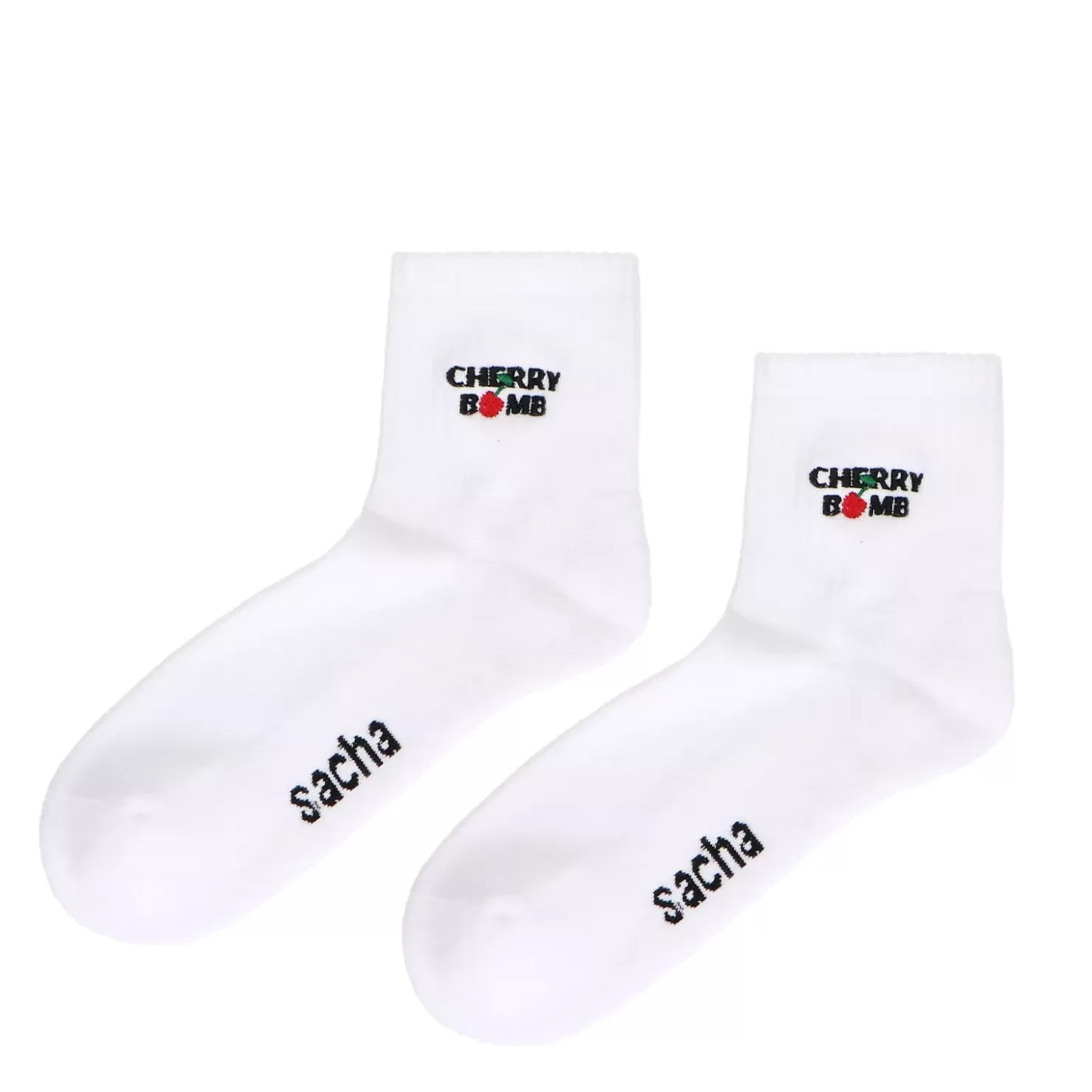 Outlet Sports Socks With Text - White Women Tights And Socks