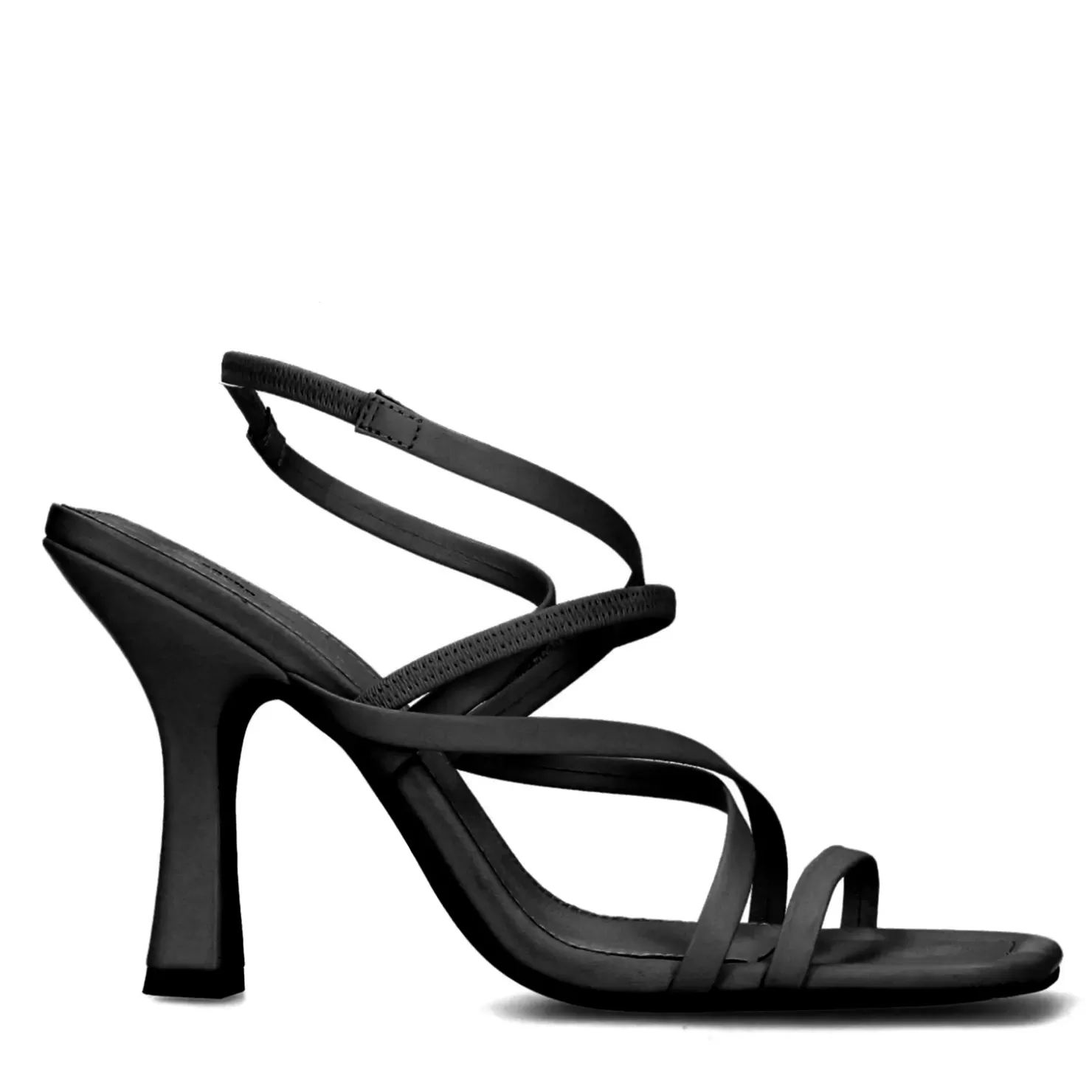 Cheap Square Toe Strappy Heeled Sandals - Black Women Sandals