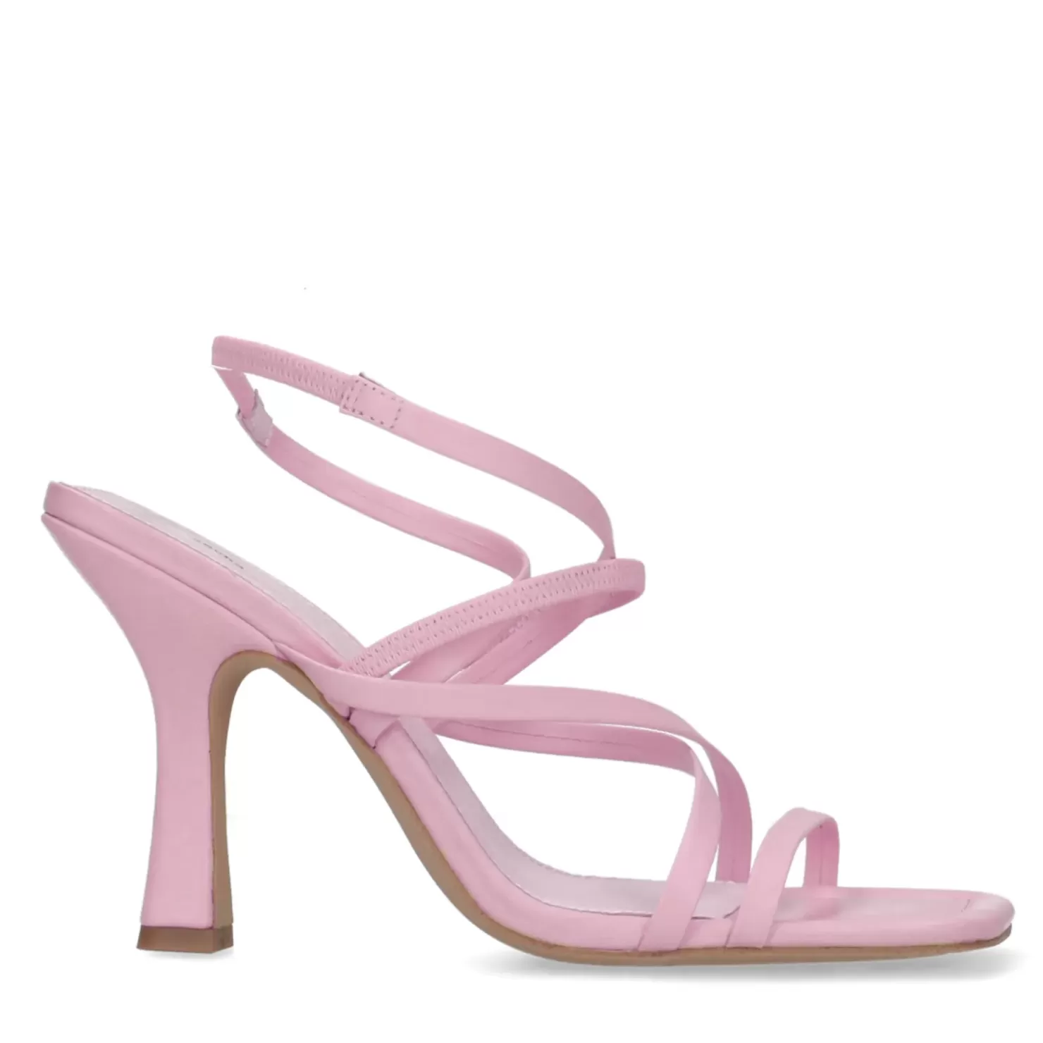 Clearance Square Toe Strappy Heeled Sandals - Pink Women Sandals