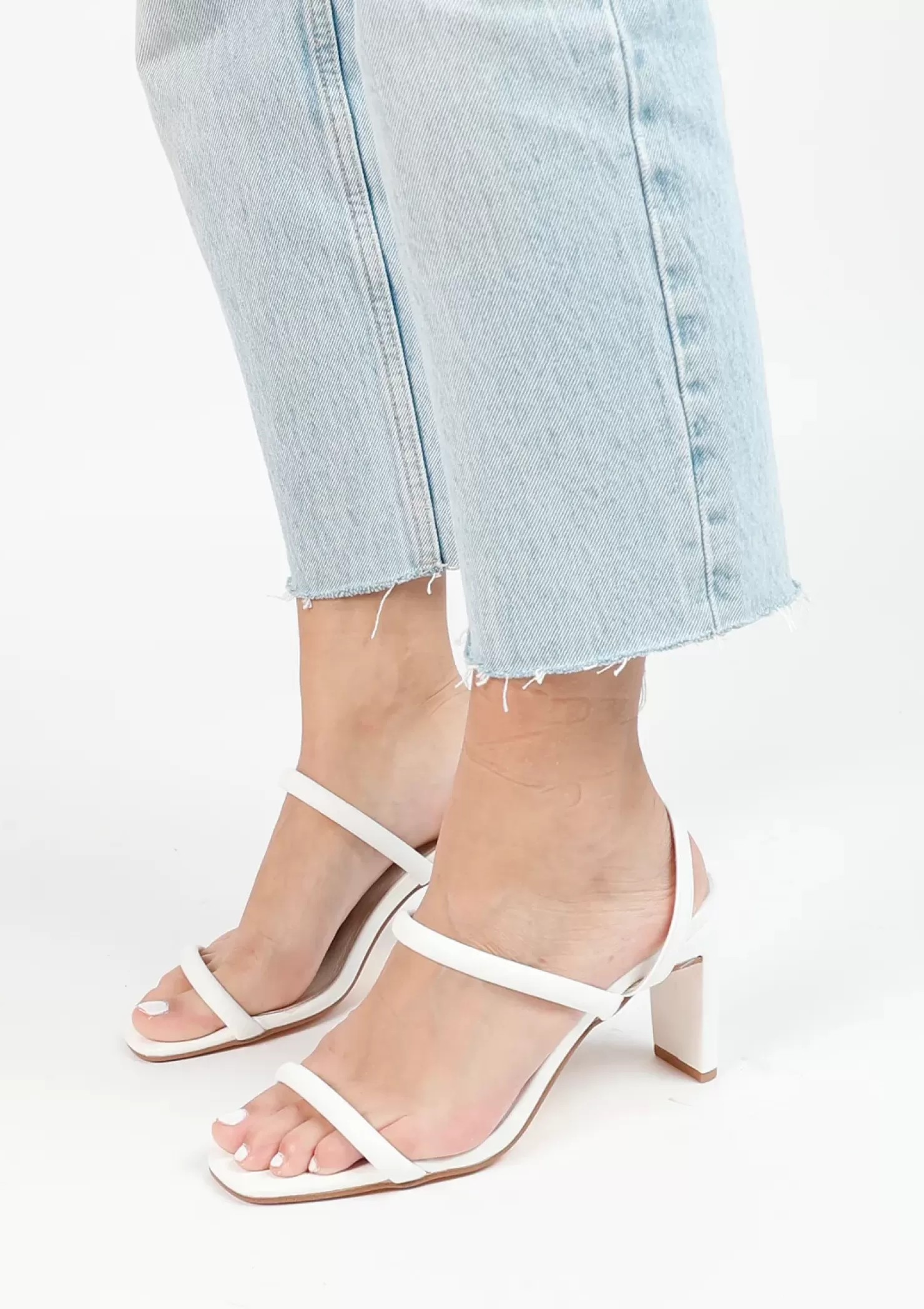 Discount Straight Heel Mules - White Women Sandals