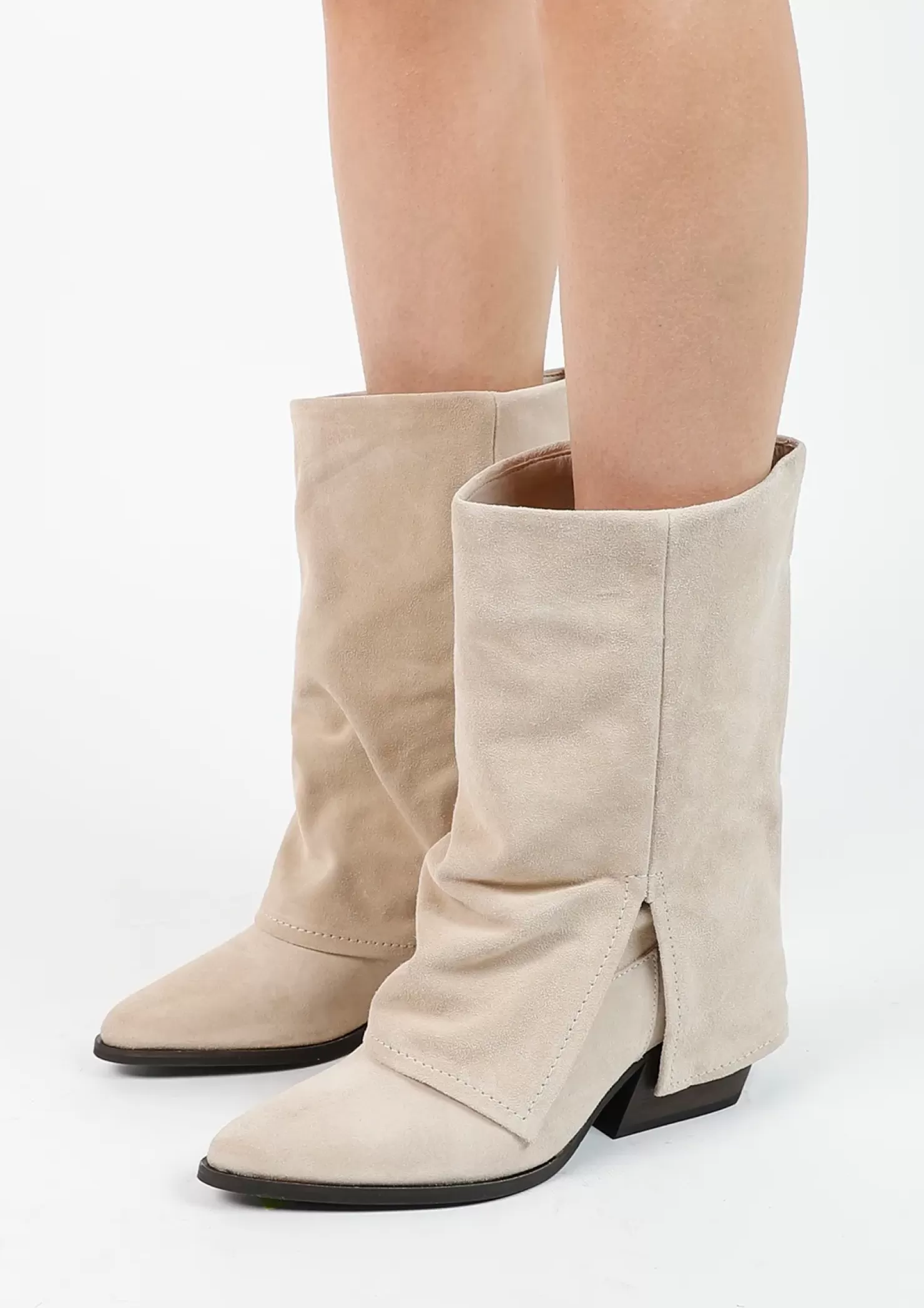 Clearance Suede Ankle Boots With Flap - Beige Women Ankle Boots