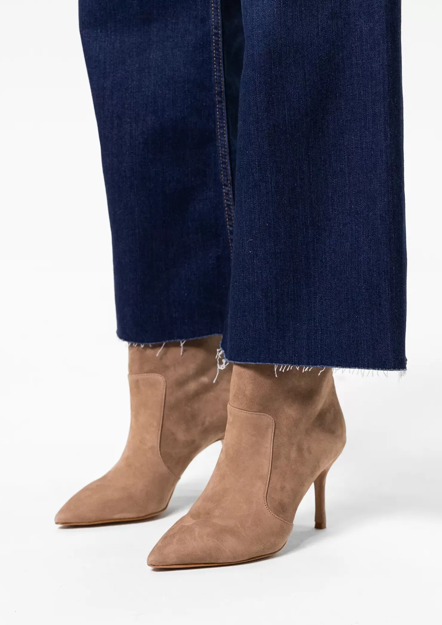 Hot Suede Ankle Boots With Stiletto Heel - Taupe Women Ankle Boots