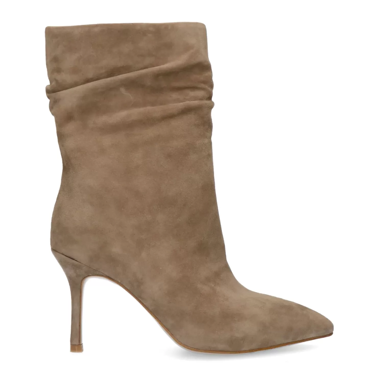 Fashion Suede Ankle Boots With Stiletto Heel - Taupe Women Ankle Boots