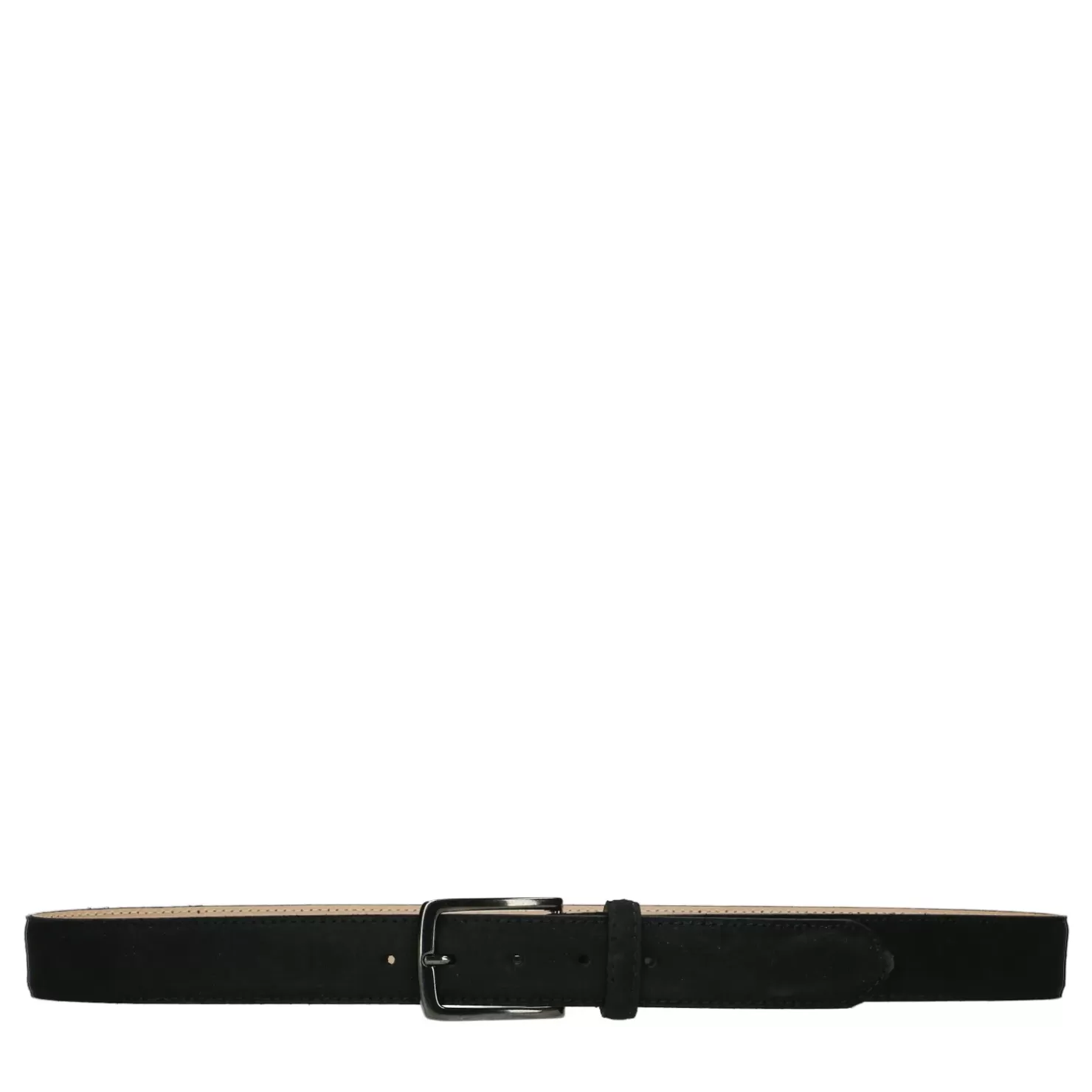 New Suede Belt With Silver Buckle - Black Men Accessories