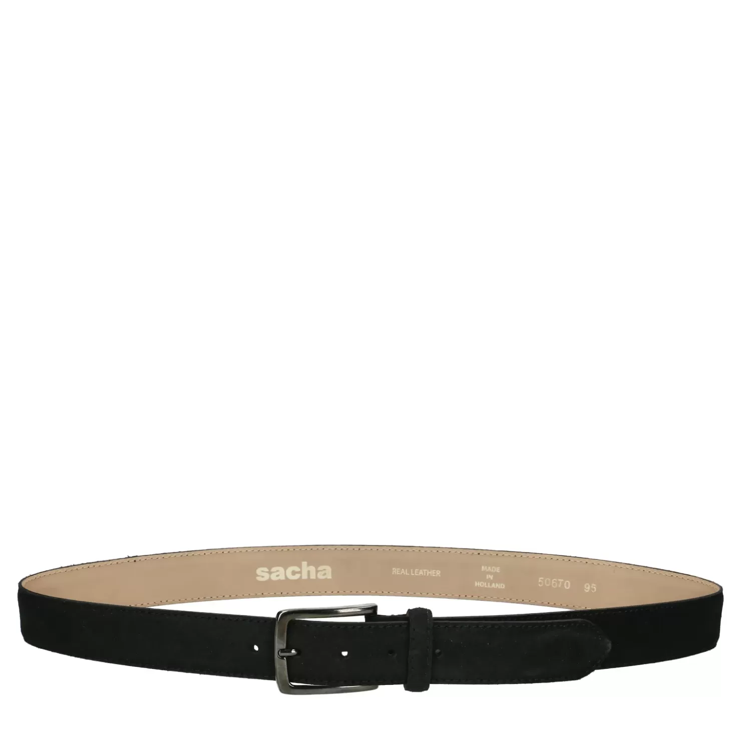 New Suede Belt With Silver Buckle - Black Men Accessories