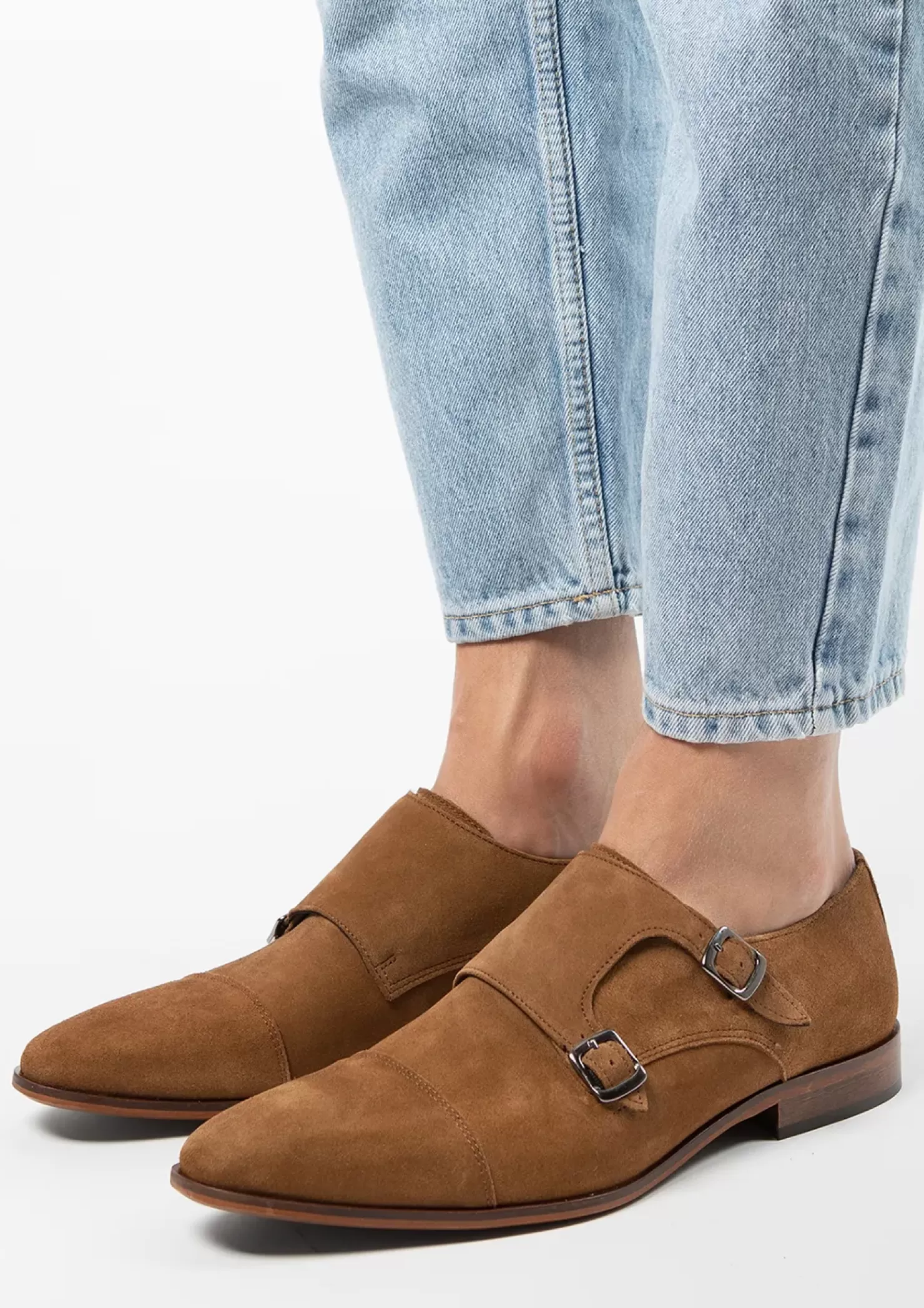 Sale Suede Buckle Shoes - Brown Men Buckle Shoes