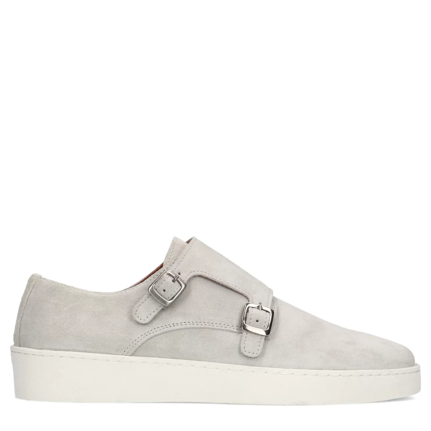 Clearance Suede Buckle Sneakers - Light Gray Men Buckle Shoes