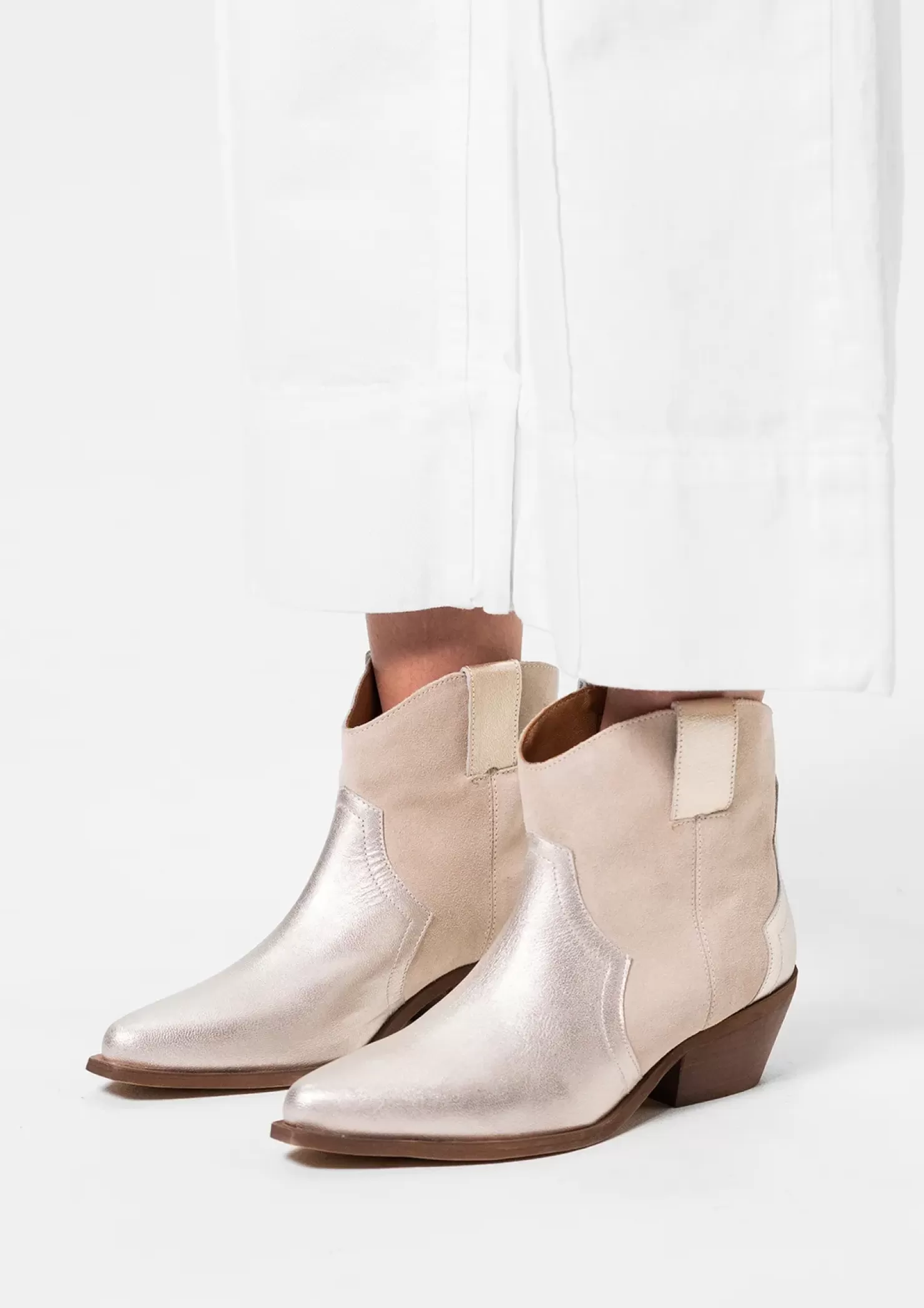 Shop Suede Heeled Ankle Boots - Beige Women Ankle Boots