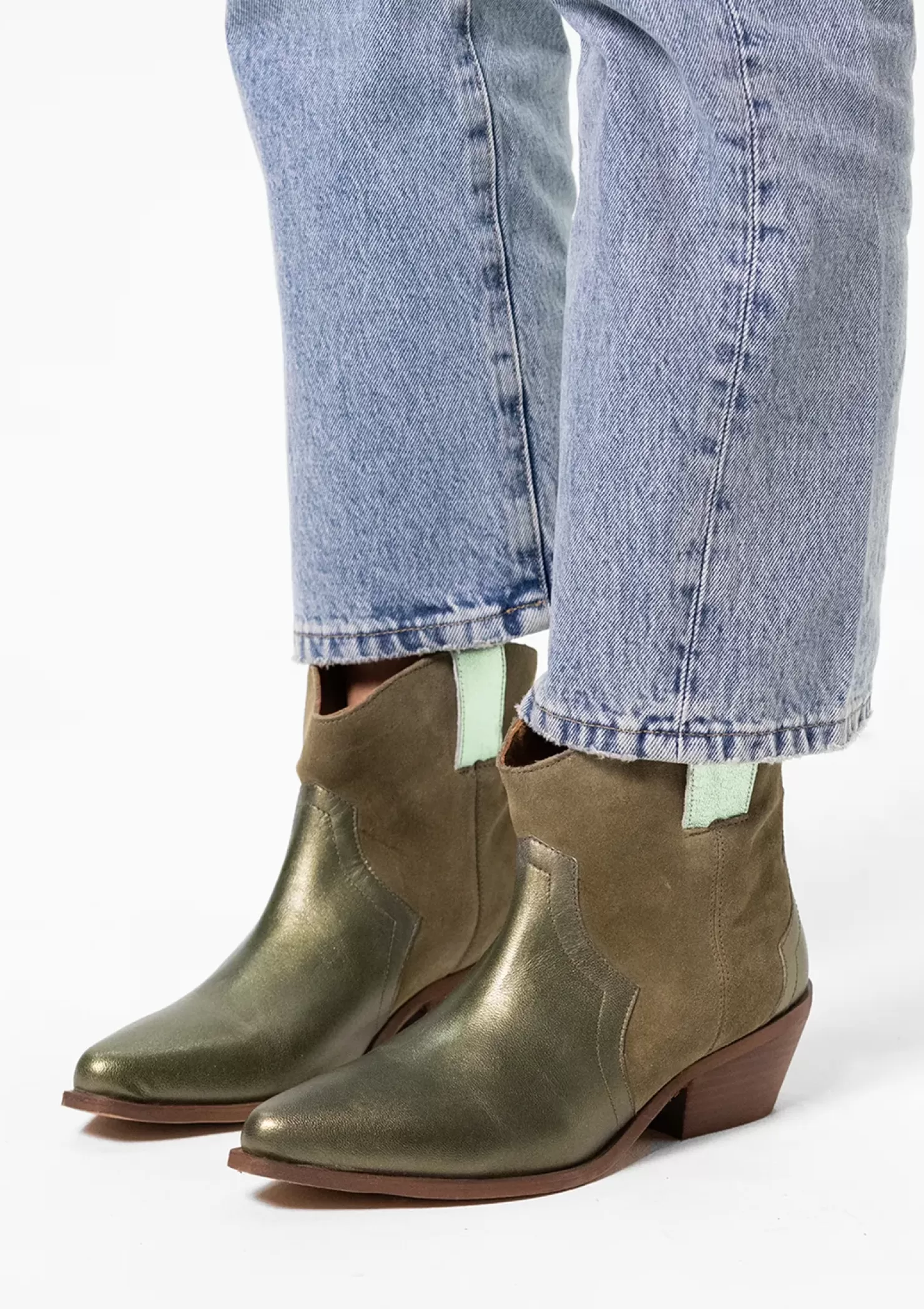 Fashion Suede Heeled Ankle Boots - Green Women Ankle Boots