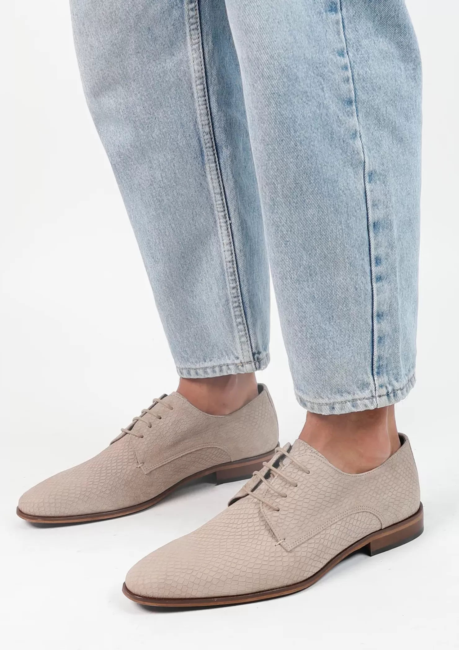 New Suede Lace-Up Shoes - Beige Men Lace-Up Shoes