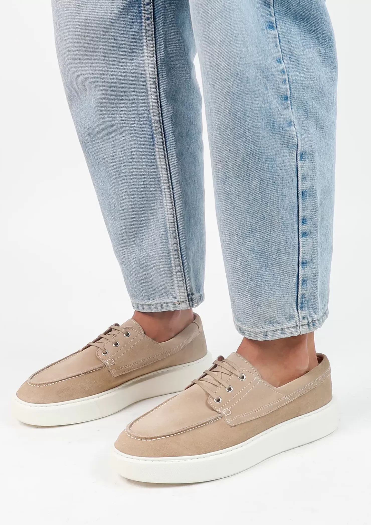 New Suede Lace-Up Shoes - Beige Men Lace-Up Shoes