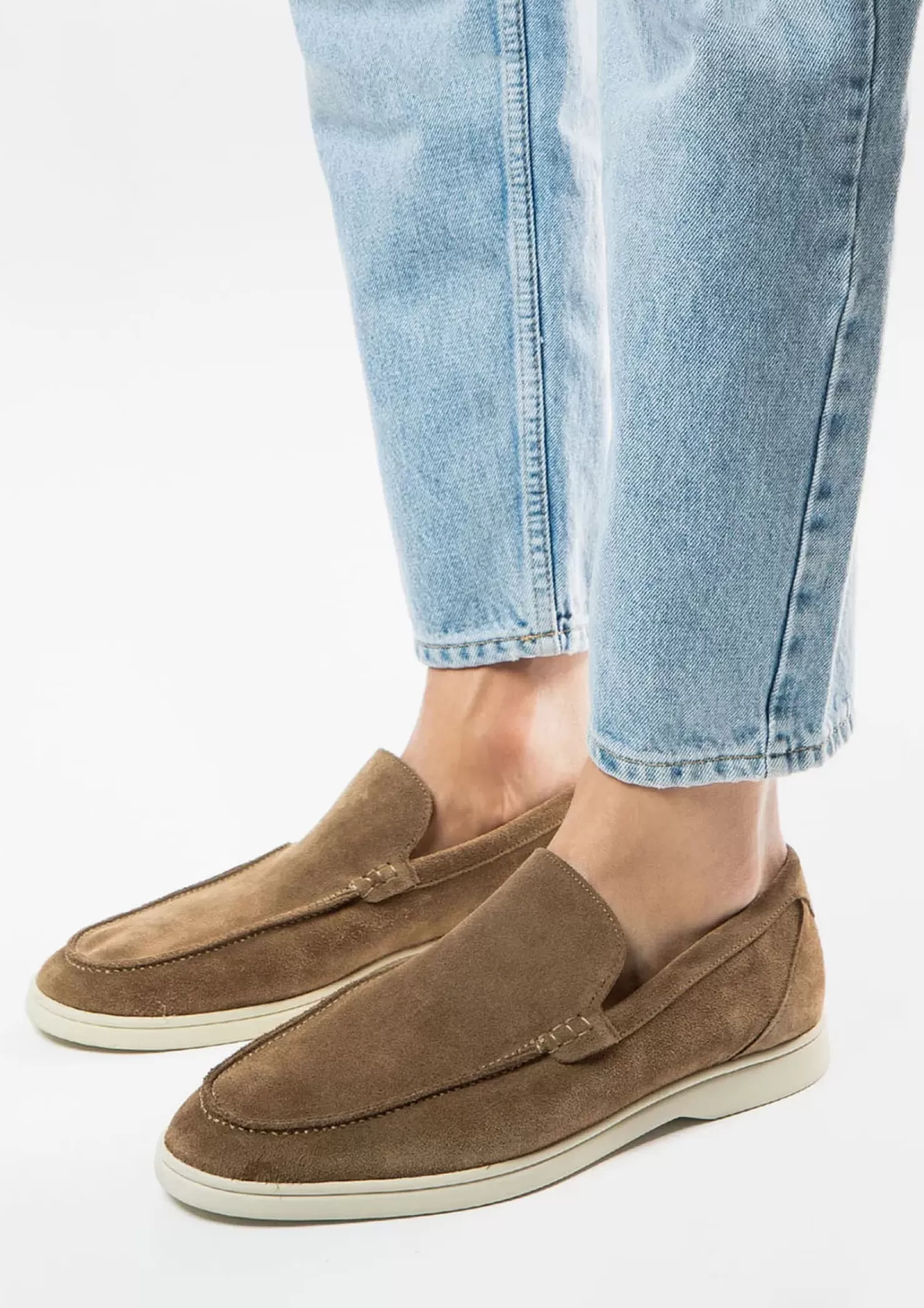 Online Suede Loafers - Beige Men Moccasins