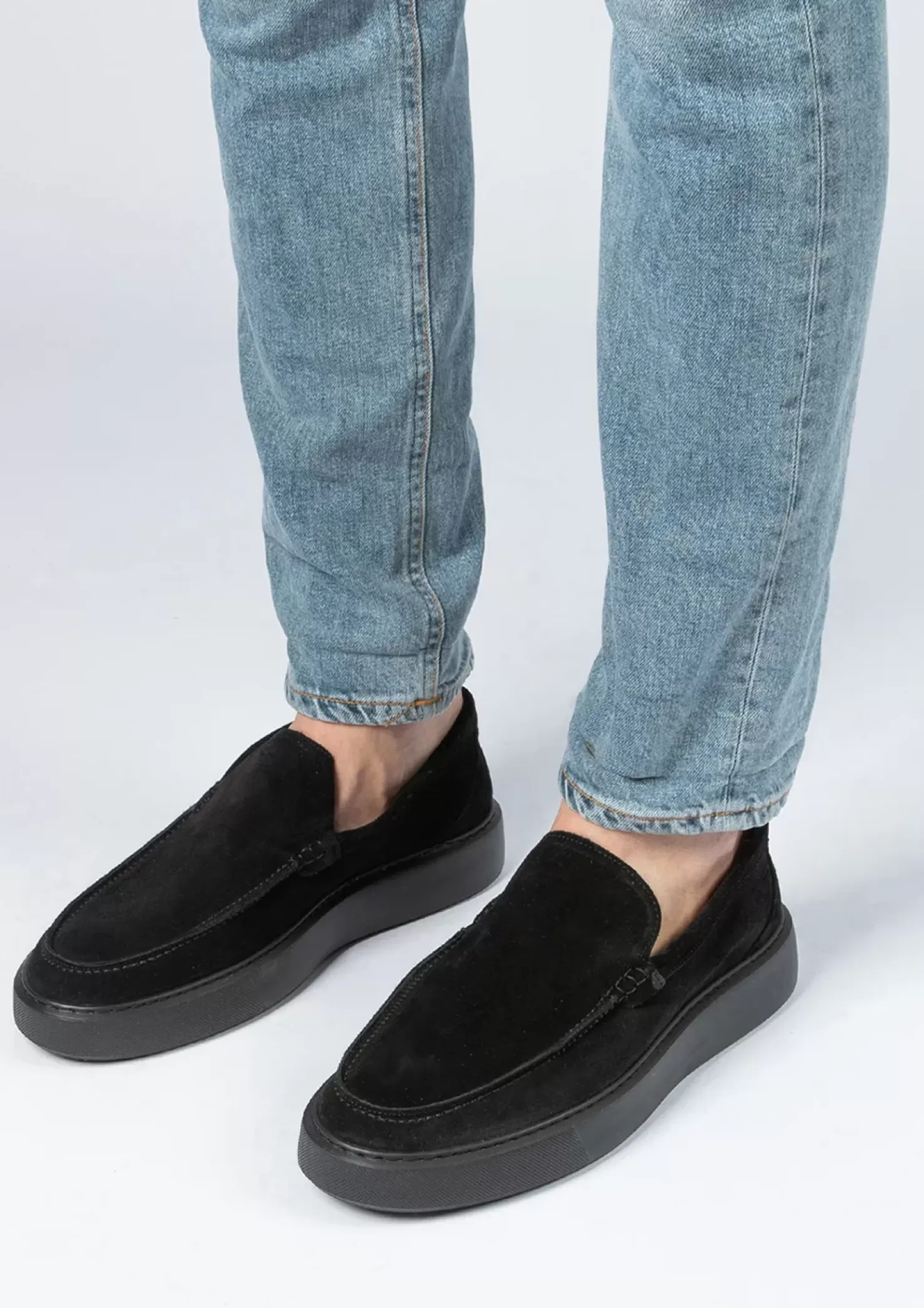 Fashion Suede Loafers - Black Men Moccasins