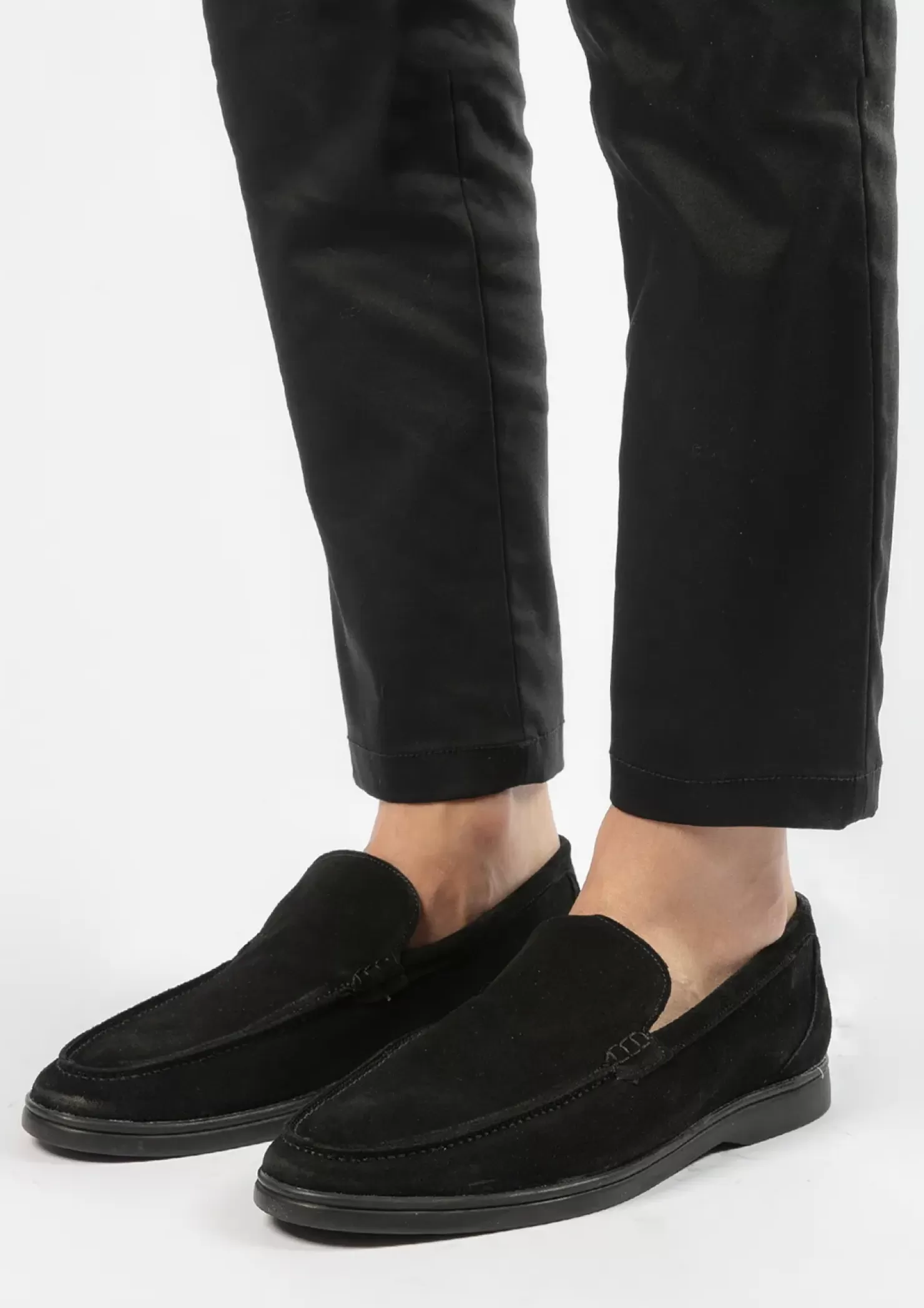 Fashion Suede Loafers - Black Men Moccasins