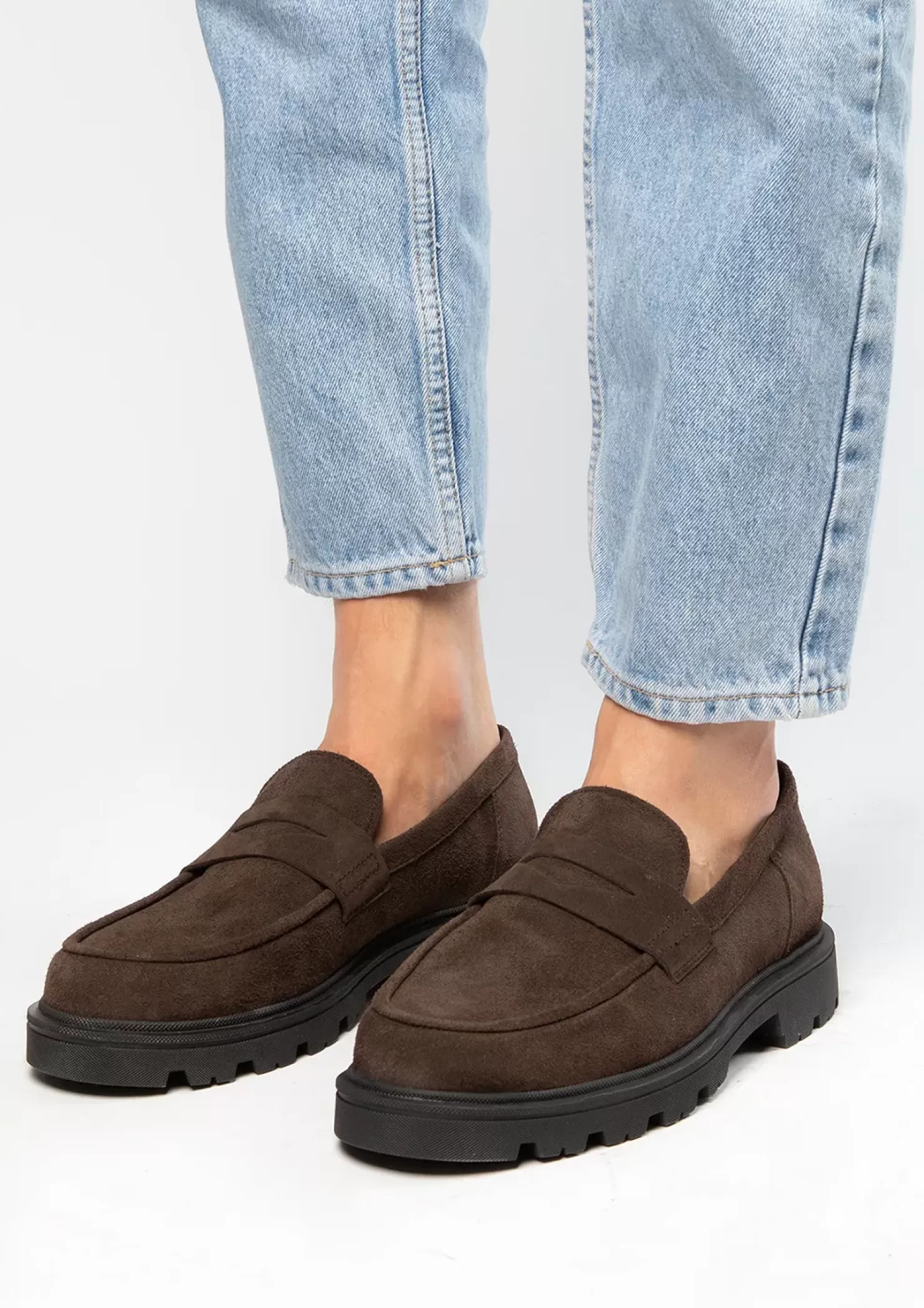 Hot Suede Loafers - Brown Men Moccasins