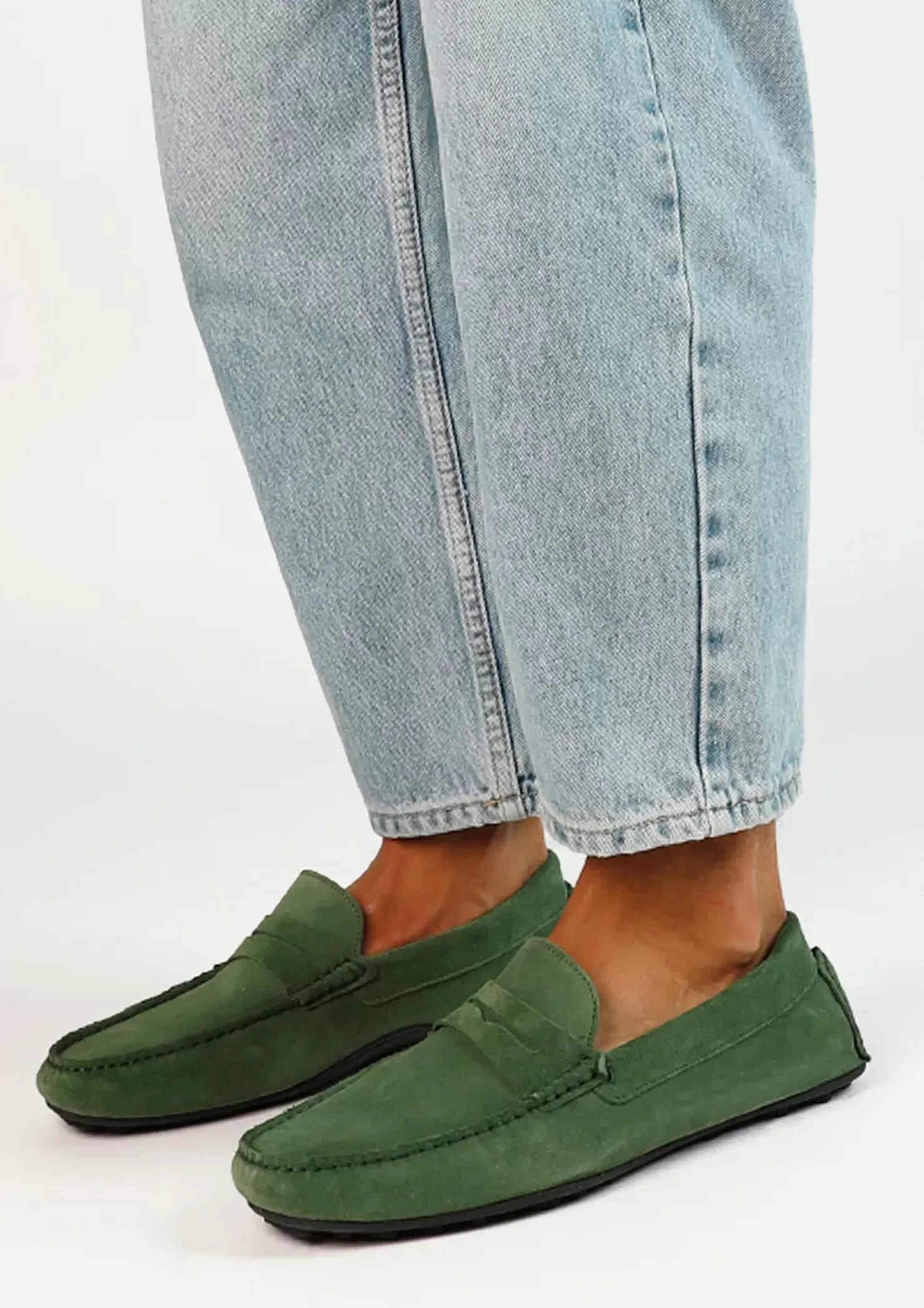 Sale Suede Loafers - Dark Green Men Moccasins