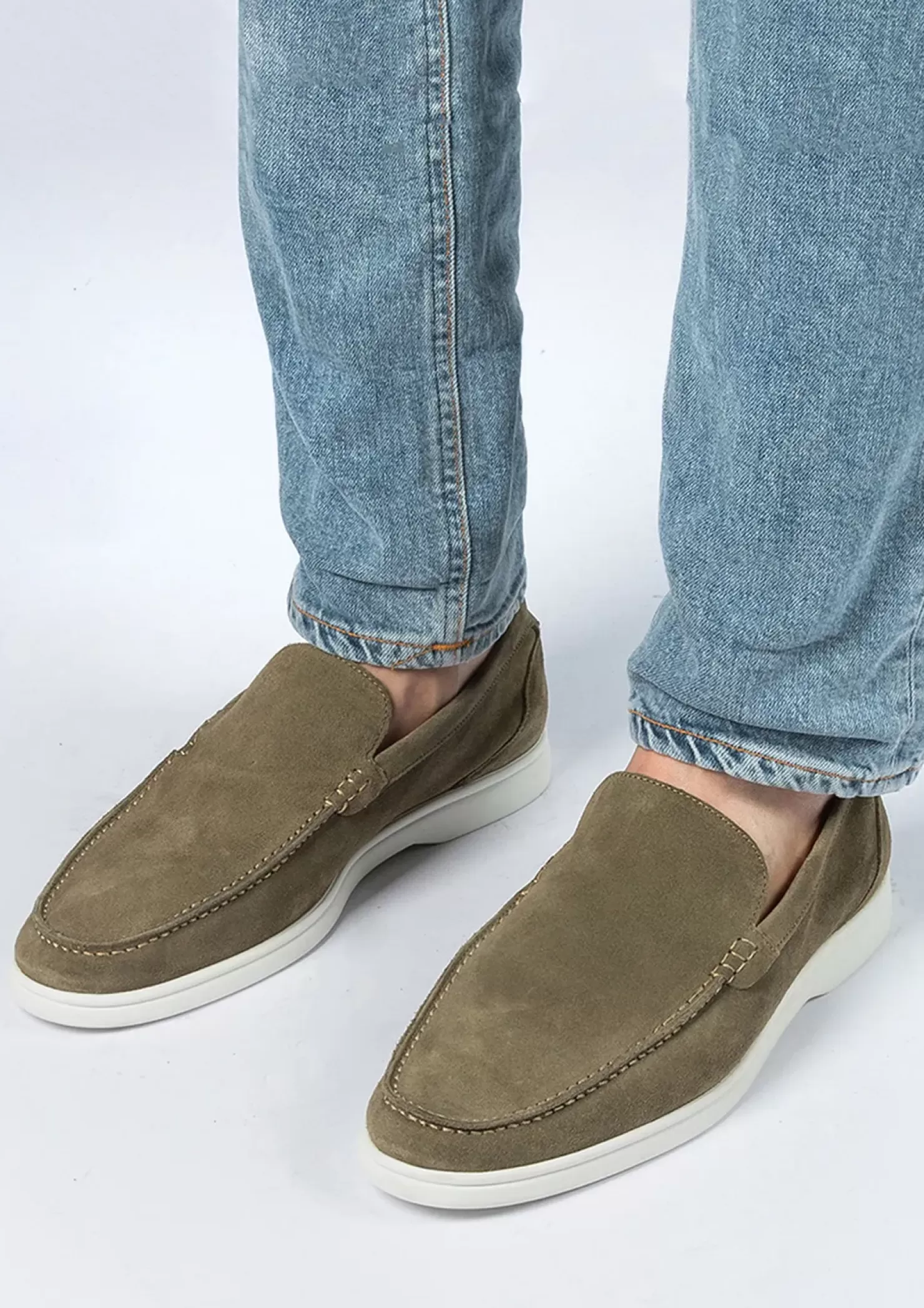 Discount Suede Loafers - Green Men Moccasins