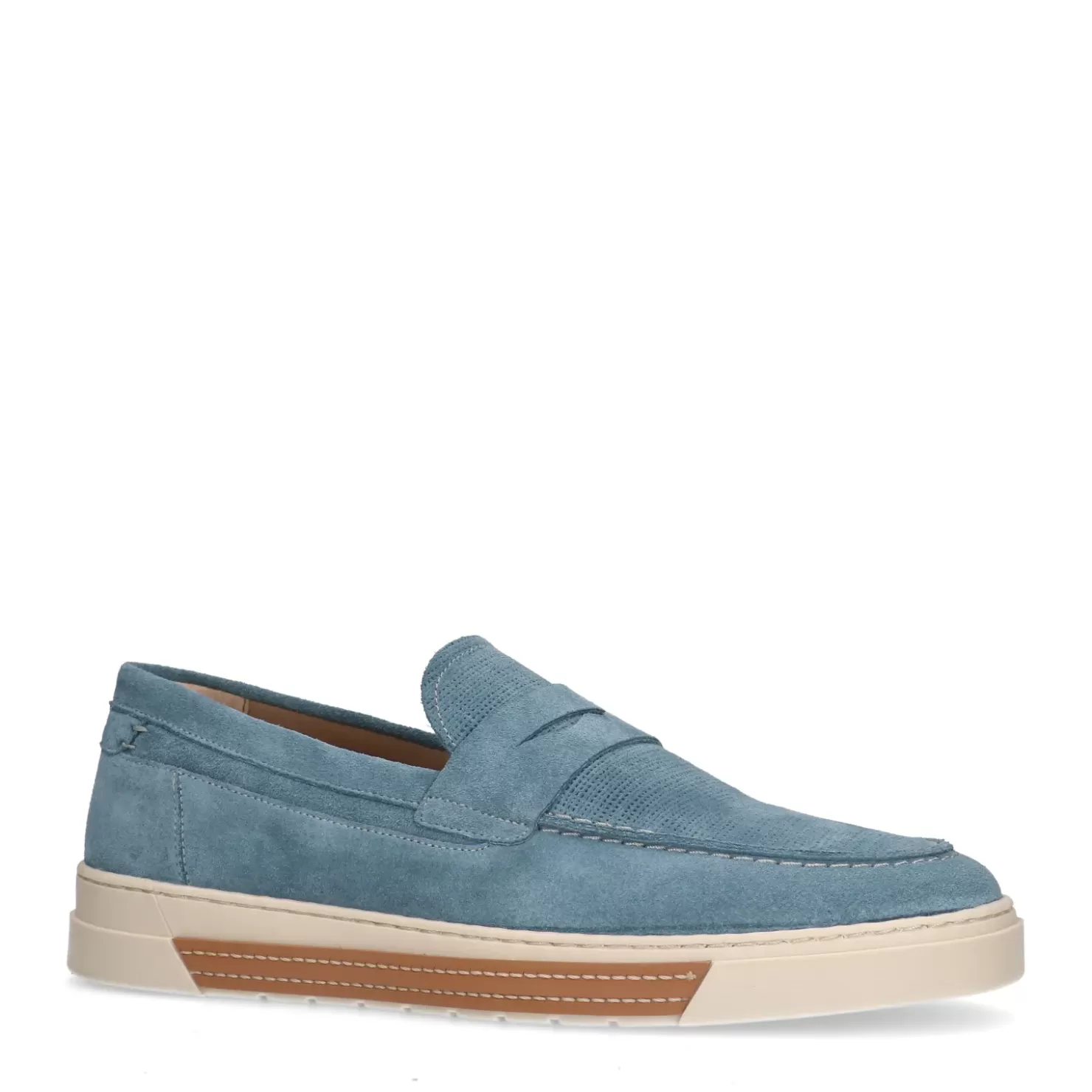 Cheap Suede Loafers - Light Blue Men Moccasins