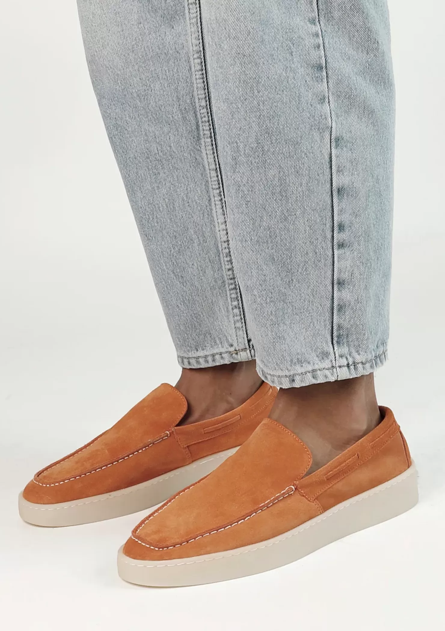 Hot Suede Loafers - Orange Men Moccasins