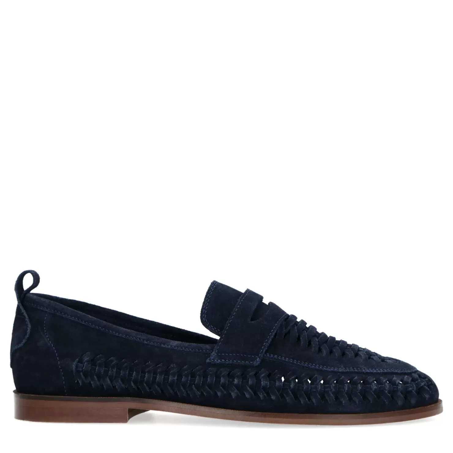 Shop Suede Loafers With Braid Detail - Dark Blue Men Moccasins