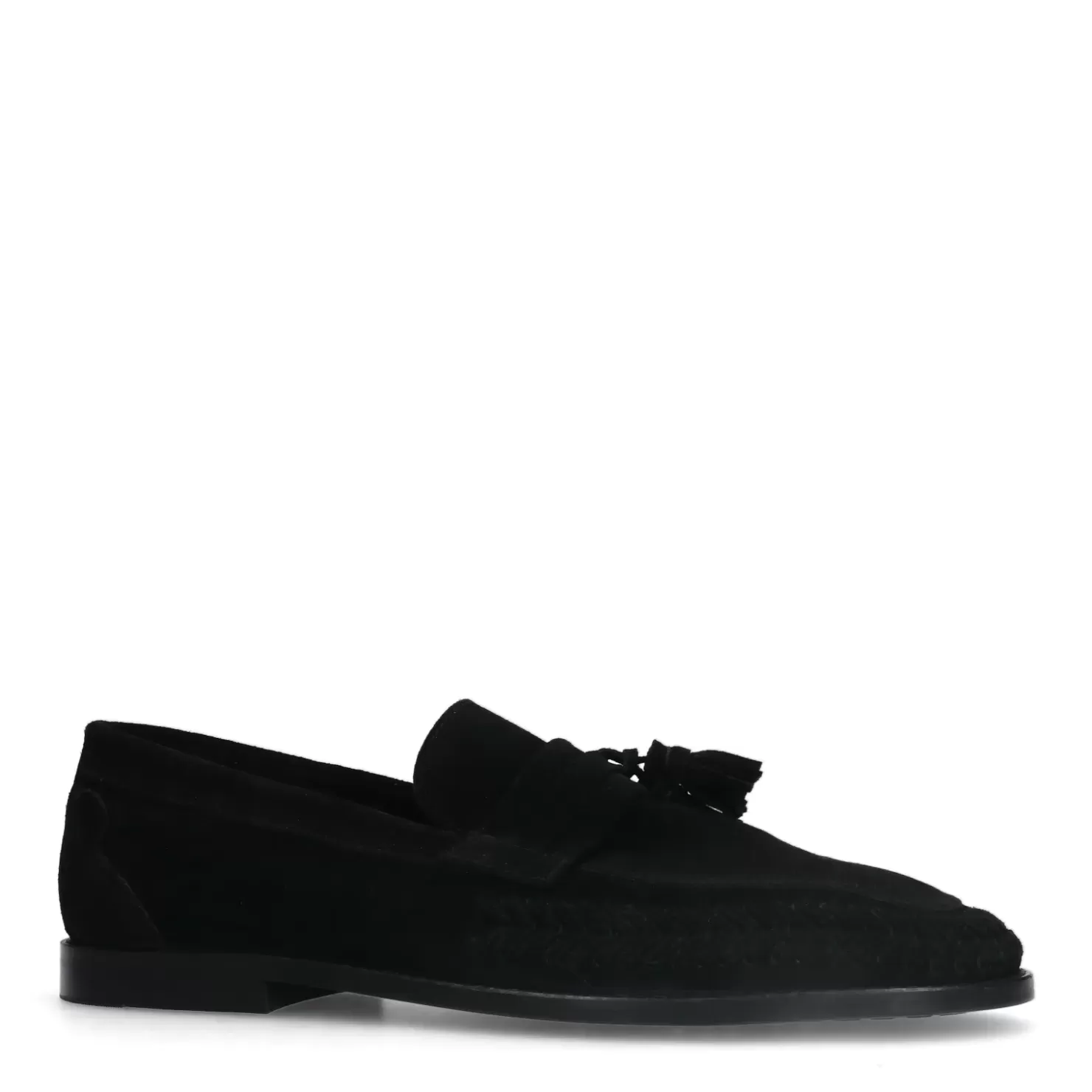 New Suede Loafers With Fringed Tassels - Black Men Moccasins