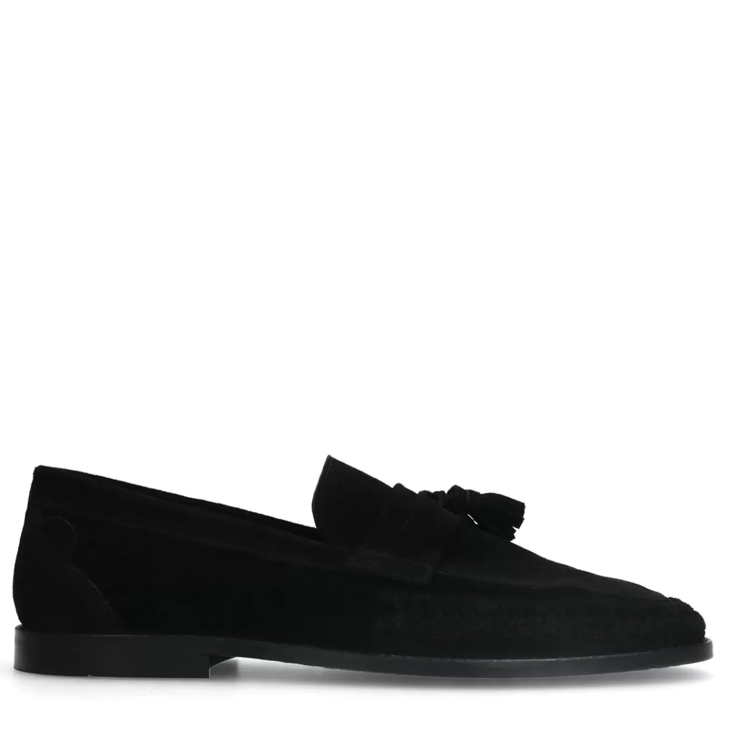 New Suede Loafers With Fringed Tassels - Black Men Moccasins