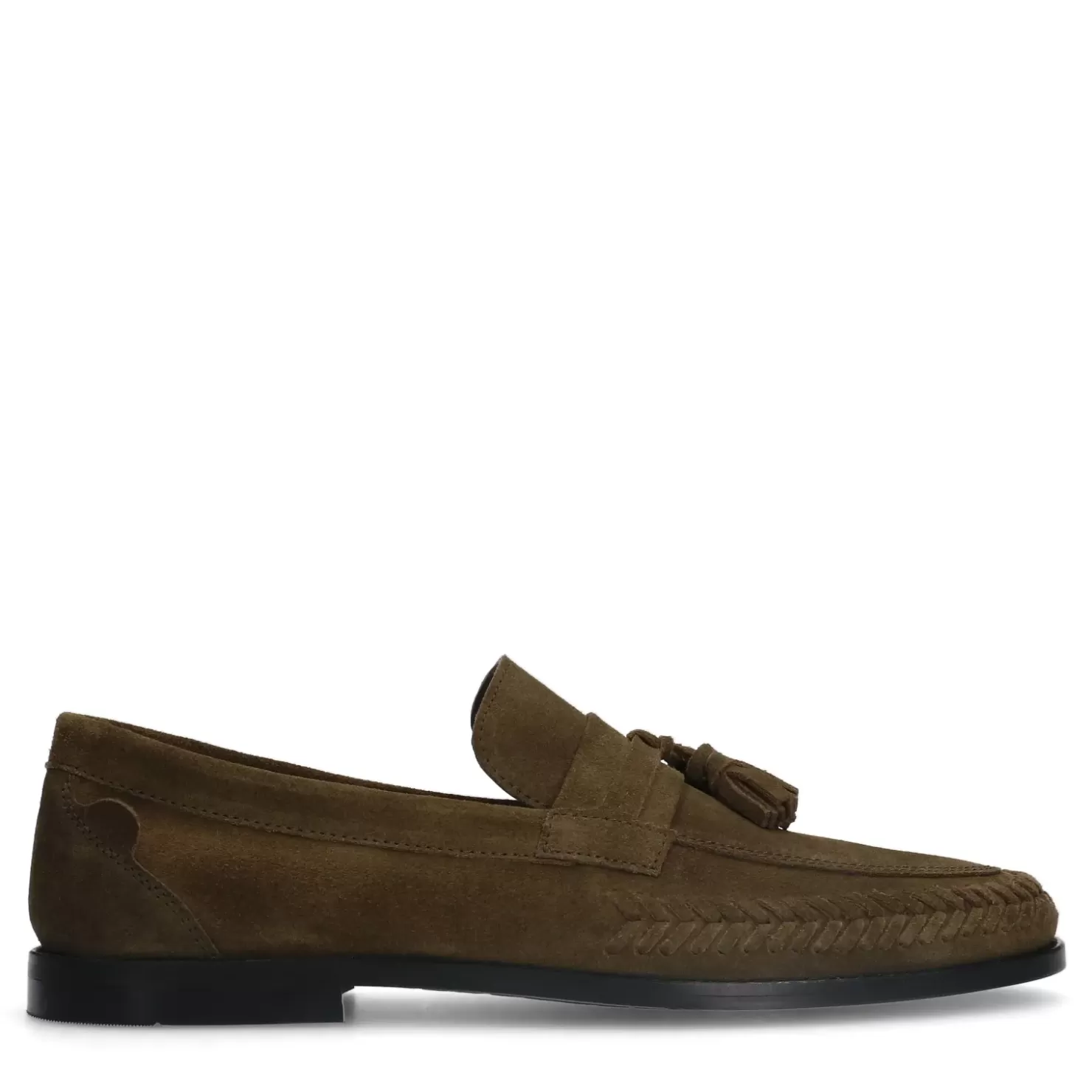 Hot Suede Loafers With Fringed Tassels - Khaki Men Moccasins