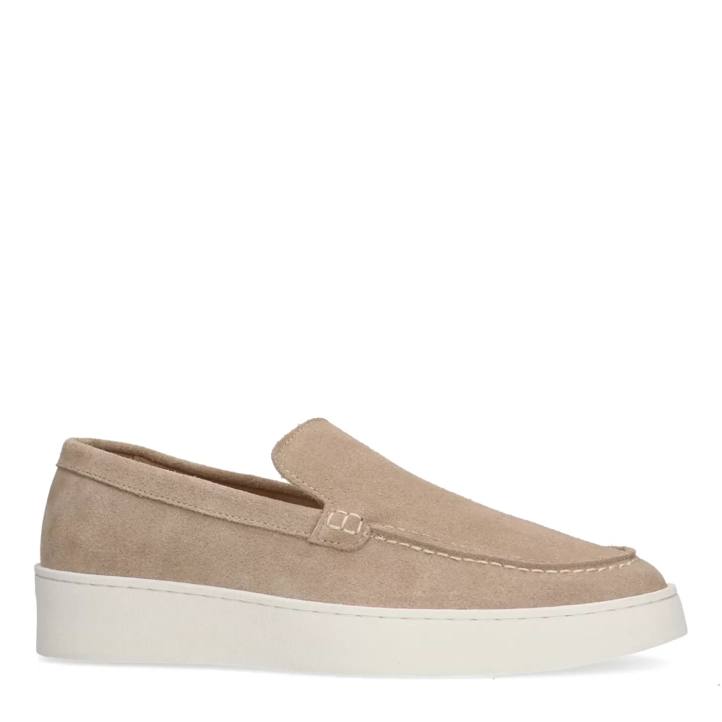 Hot Suede Loafers With Platform Sole - Beige Women Moccasins