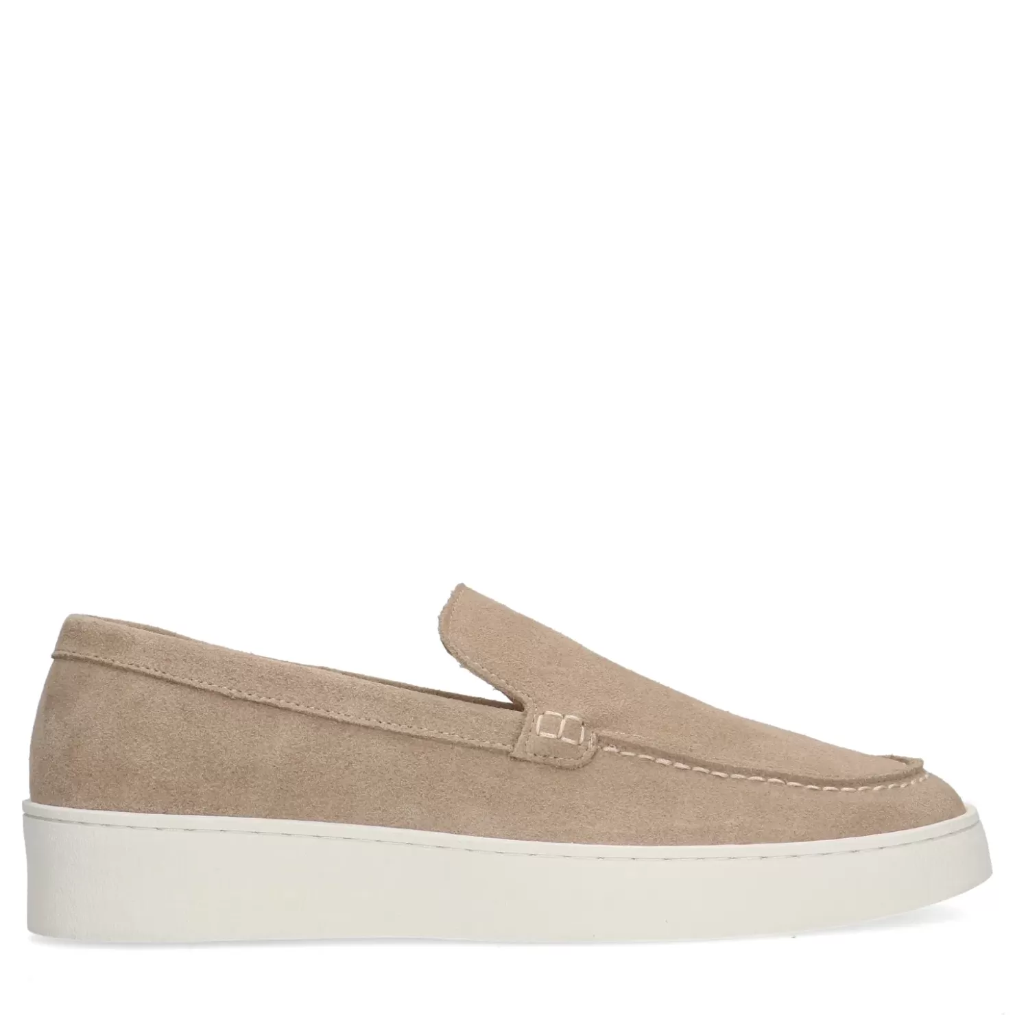 Hot Suede Loafers With Platform Sole - Beige Women Moccasins