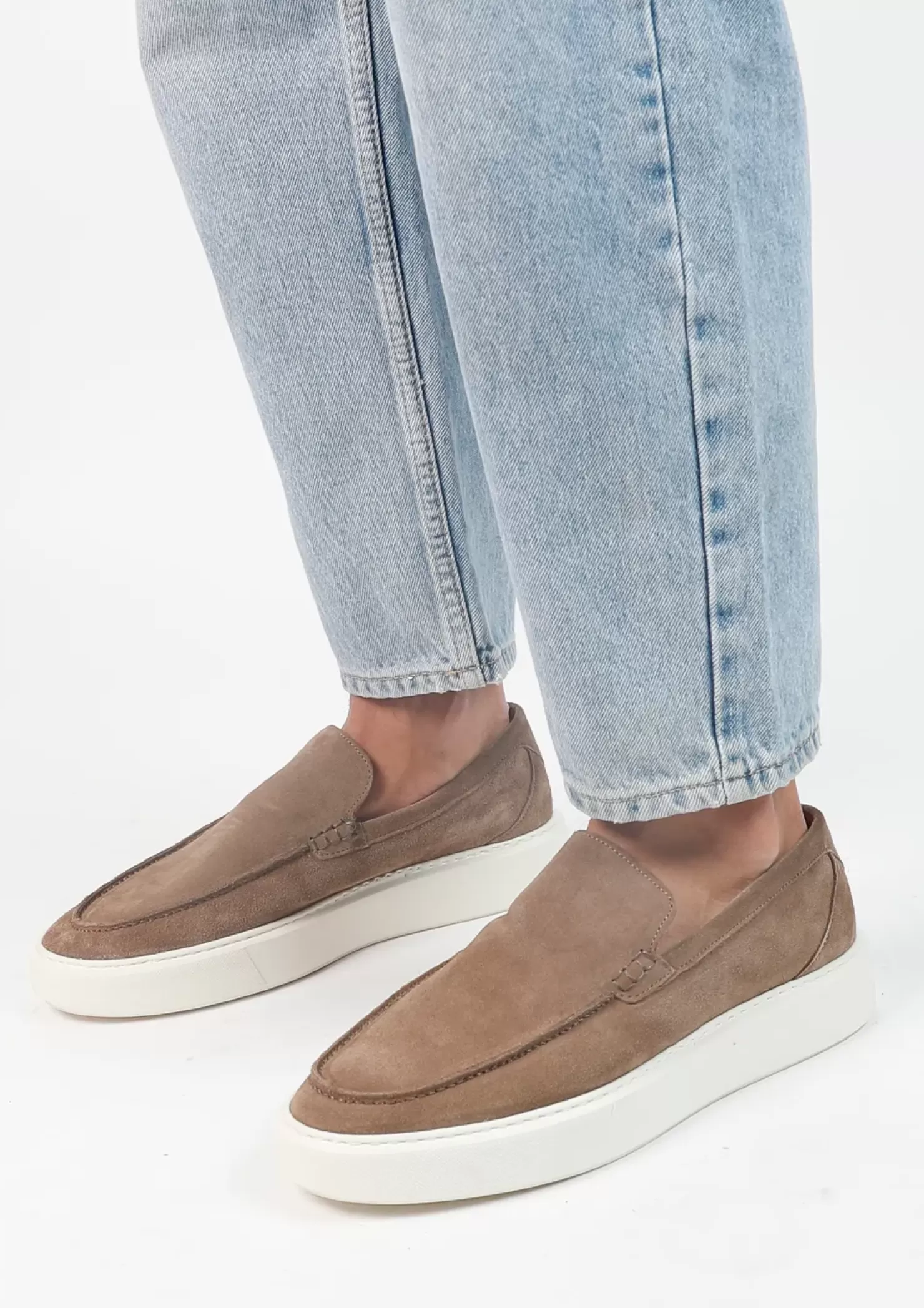 Hot Suede Loafers With Sole - Brown Men Moccasins