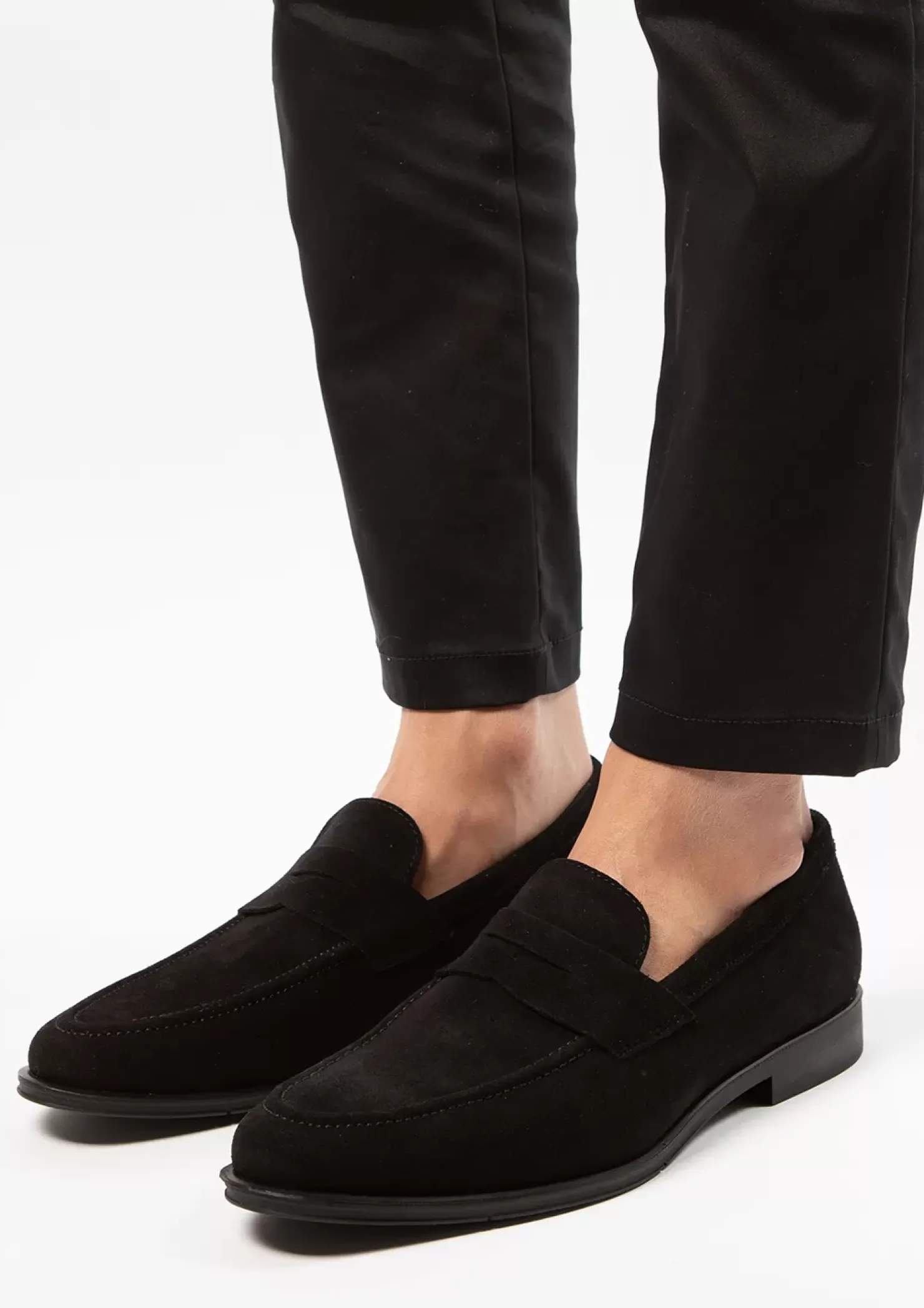 Discount Suede Penny Loafers - Black Men Moccasins