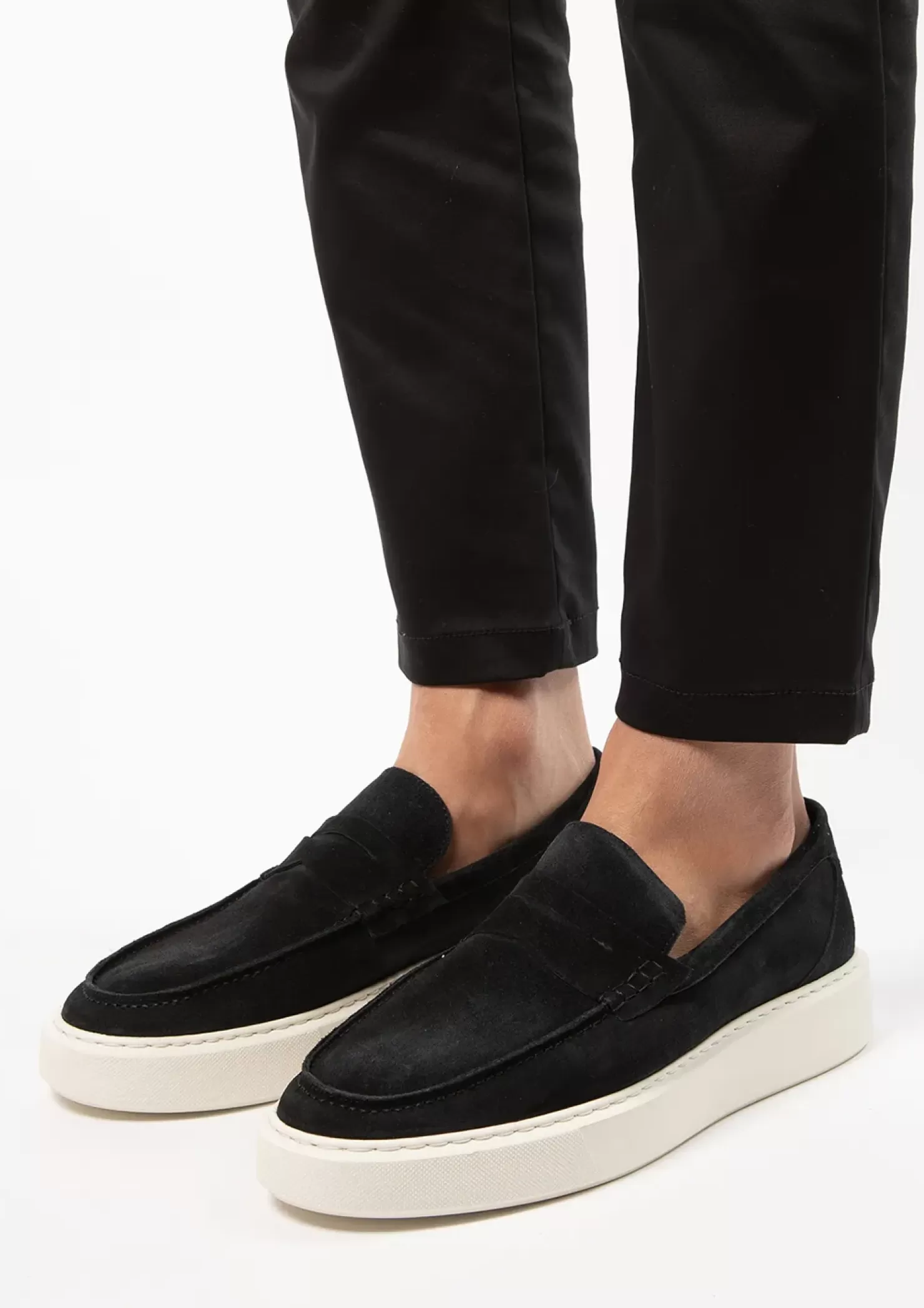 Sale Suede Penny Loafers With Sole - Black Men Moccasins