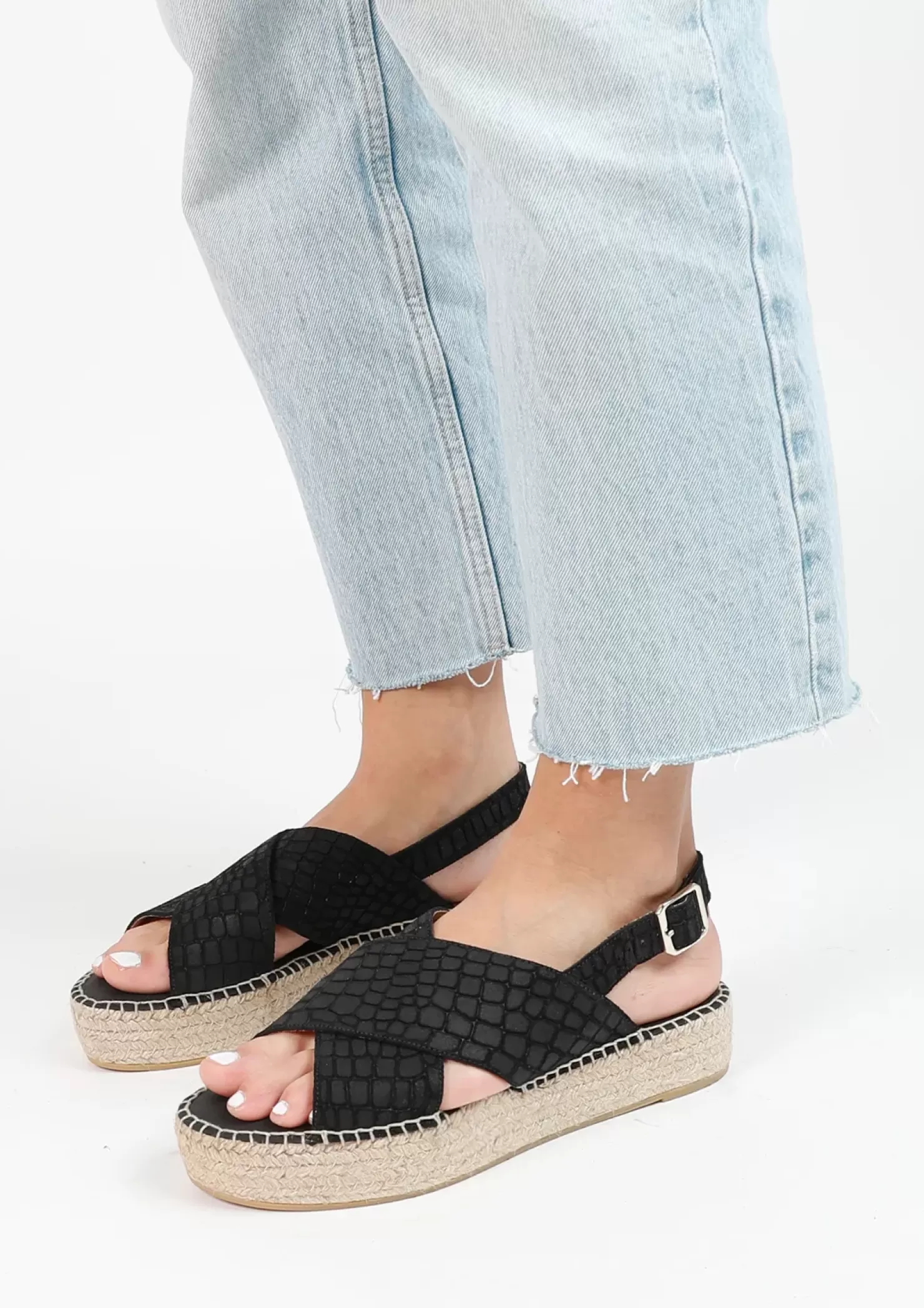 Fashion Suede Platform Sandals - Black Women Sandals