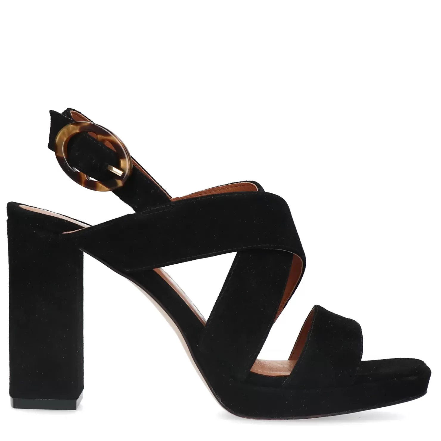 Discount Suede Sandals With Cuban Heel - Black Women Sandals